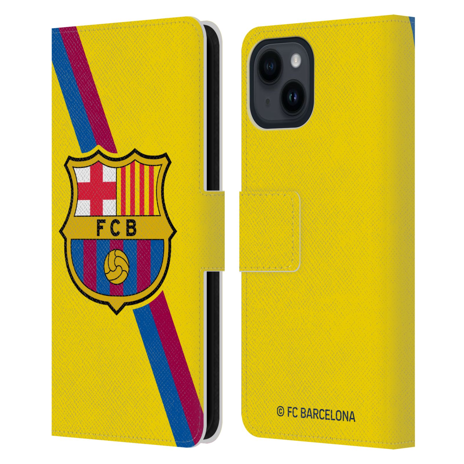 Pouzdro na mobil Apple Iphone 15 - HEAD CASE - FC Barcelona - Dres Hosté žlutý