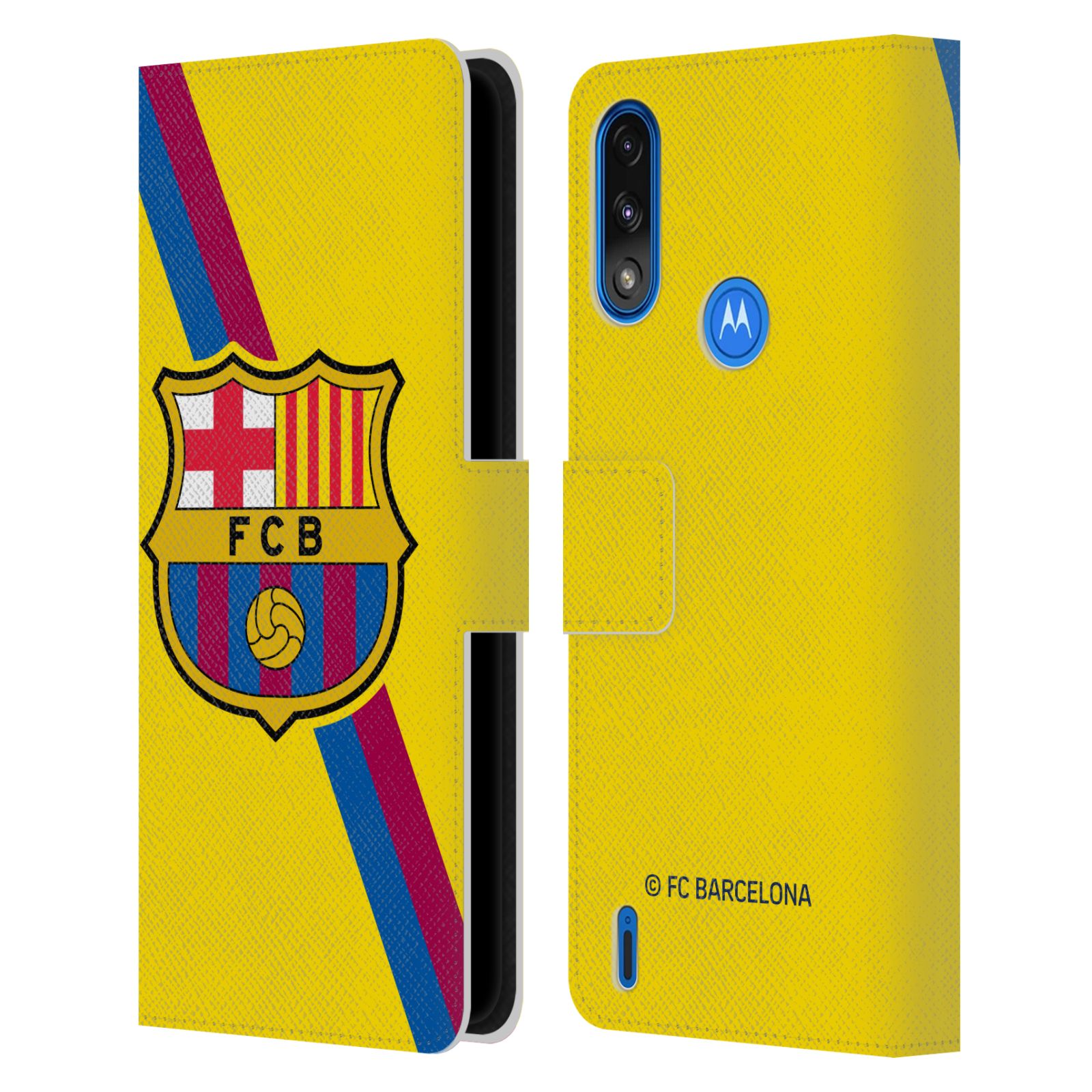 Pouzdro na mobil Motorola Moto E7 POWER - HEAD CASE - FC Barcelona - Dres Hosté žlutý