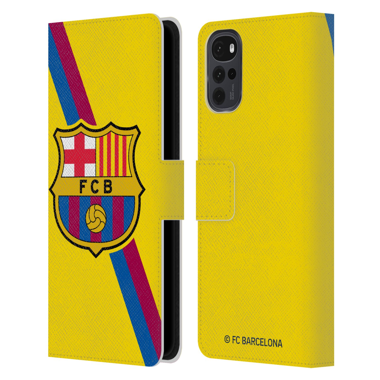 Pouzdro na mobil Motorola Moto G22 - HEAD CASE - FC Barcelona - Dres Hosté žlutý