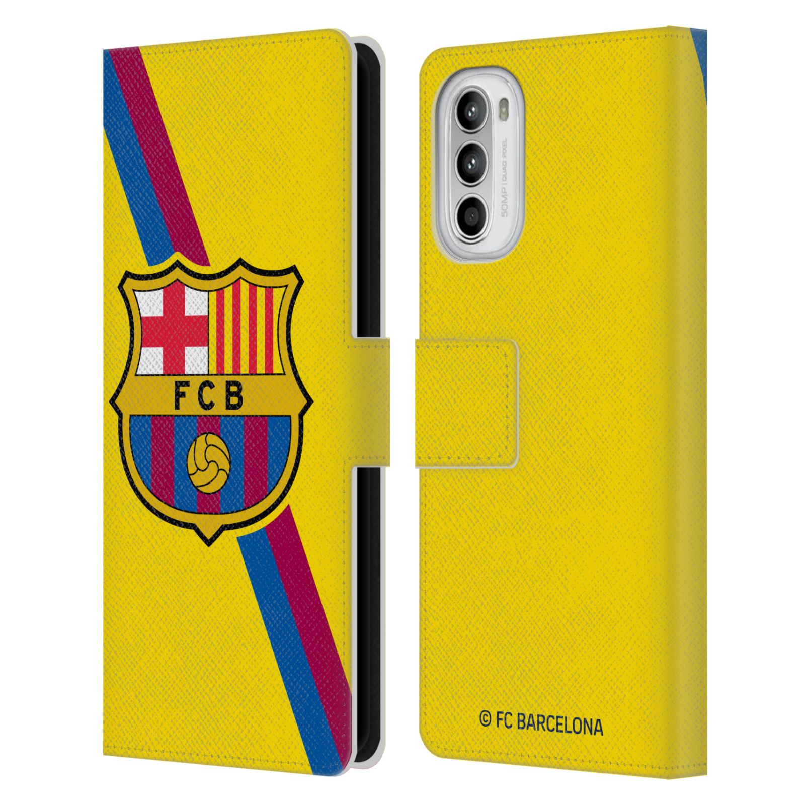 Pouzdro na mobil Motorola Moto G52 - HEAD CASE - FC Barcelona - Dres Hosté žlutý