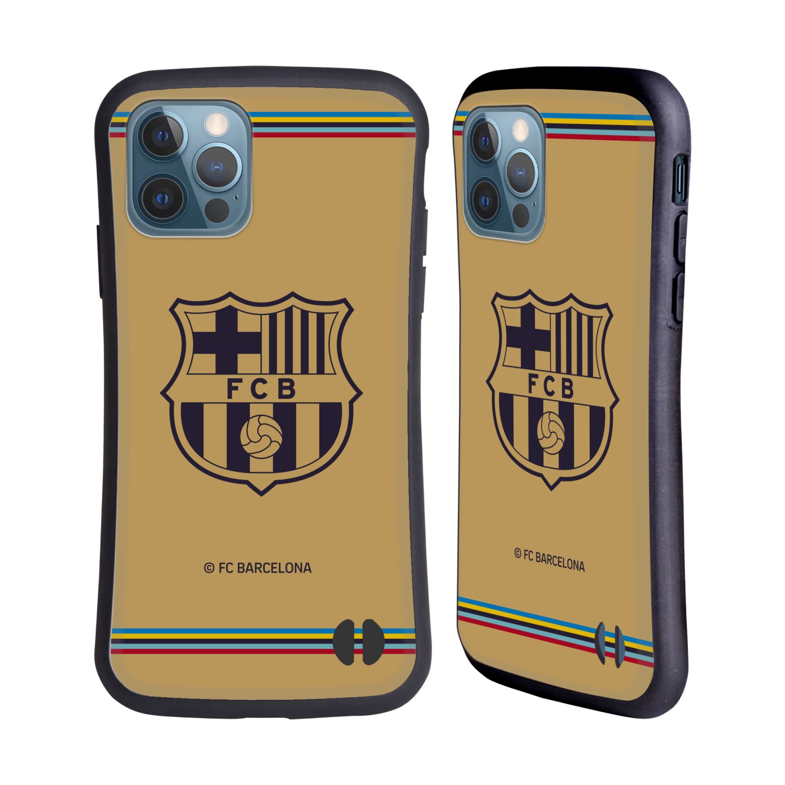 Odolný zadní obal pro mobil Apple iPhone 12 / iPhone 12 Pro - HEAD CASE - FC Barcelona - Hnědý dres