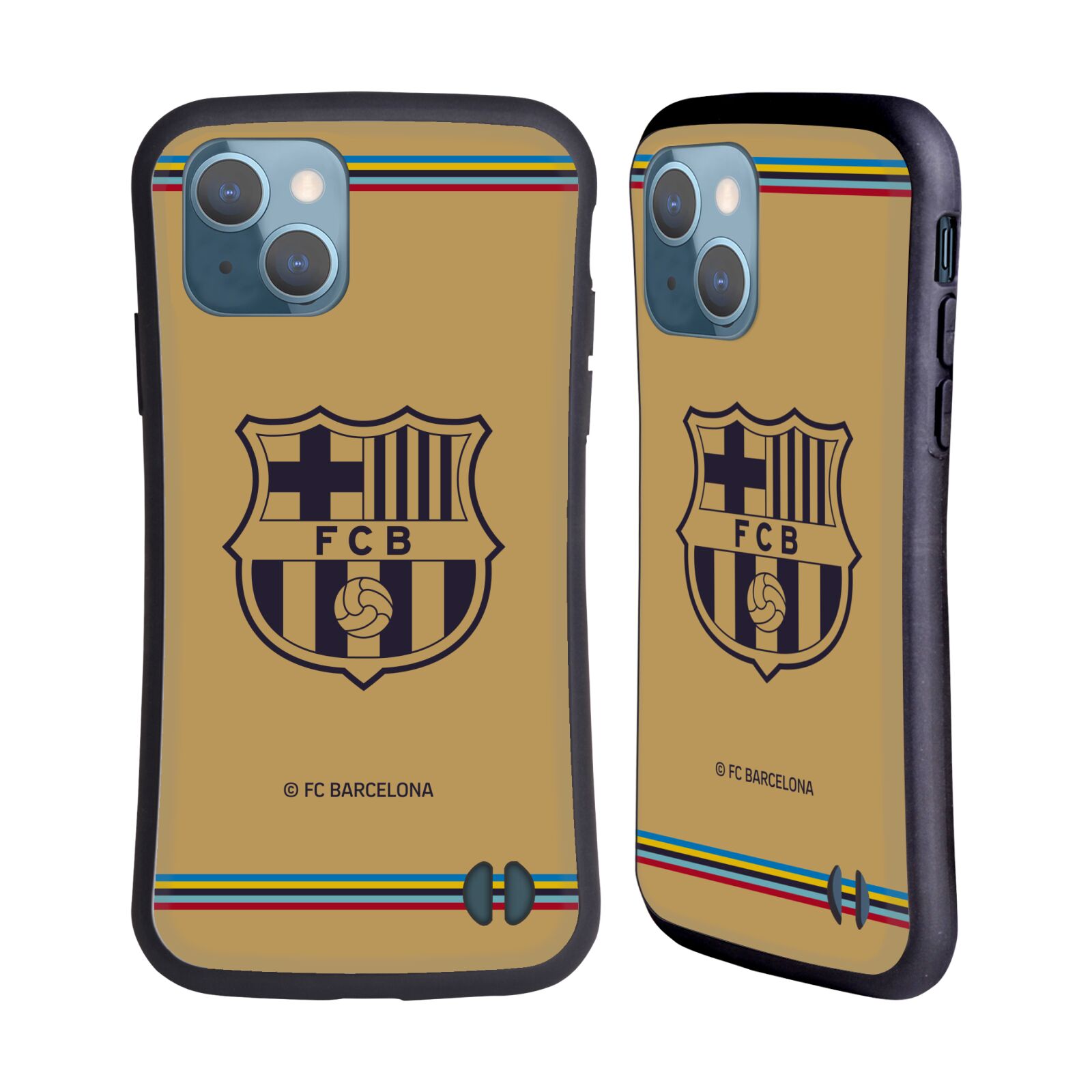 Odolný zadní obal pro mobil Apple iPhone 13 - HEAD CASE - FC Barcelona - Hnědý dres