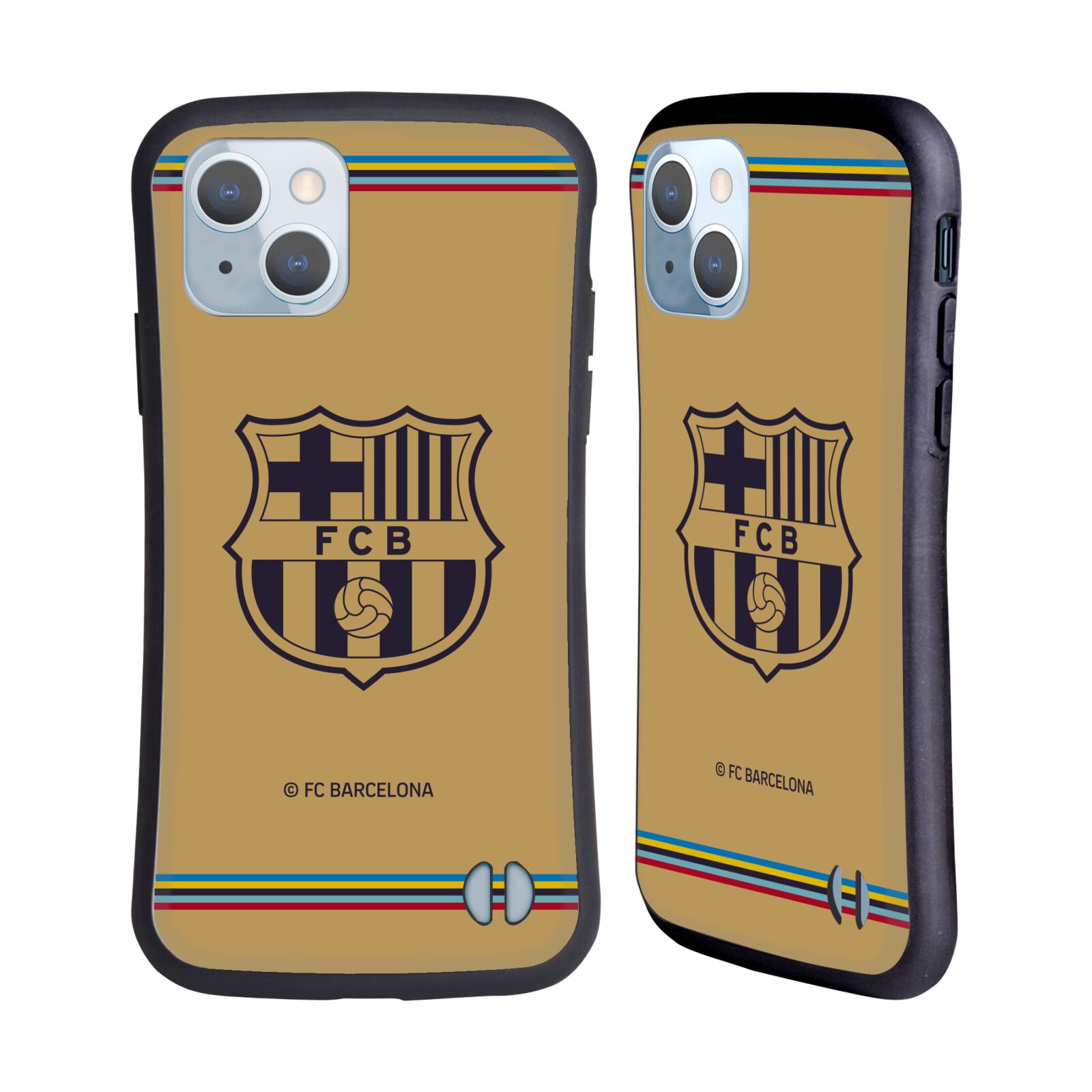 Odolný zadní obal pro mobil Apple iPhone 14 - HEAD CASE - FC Barcelona - Hnědý dres