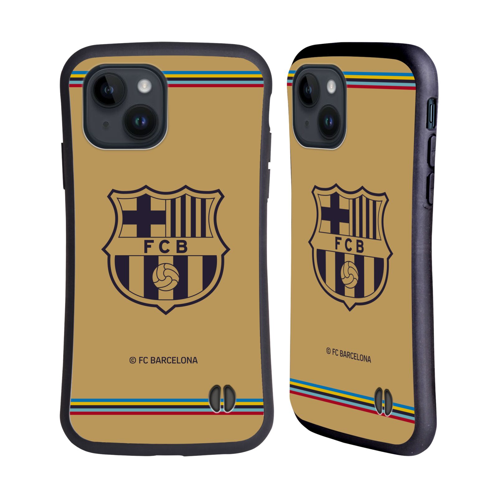 Odolný zadní obal pro mobil Apple iPhone 15 - HEAD CASE - FC Barcelona - Hnědý dres