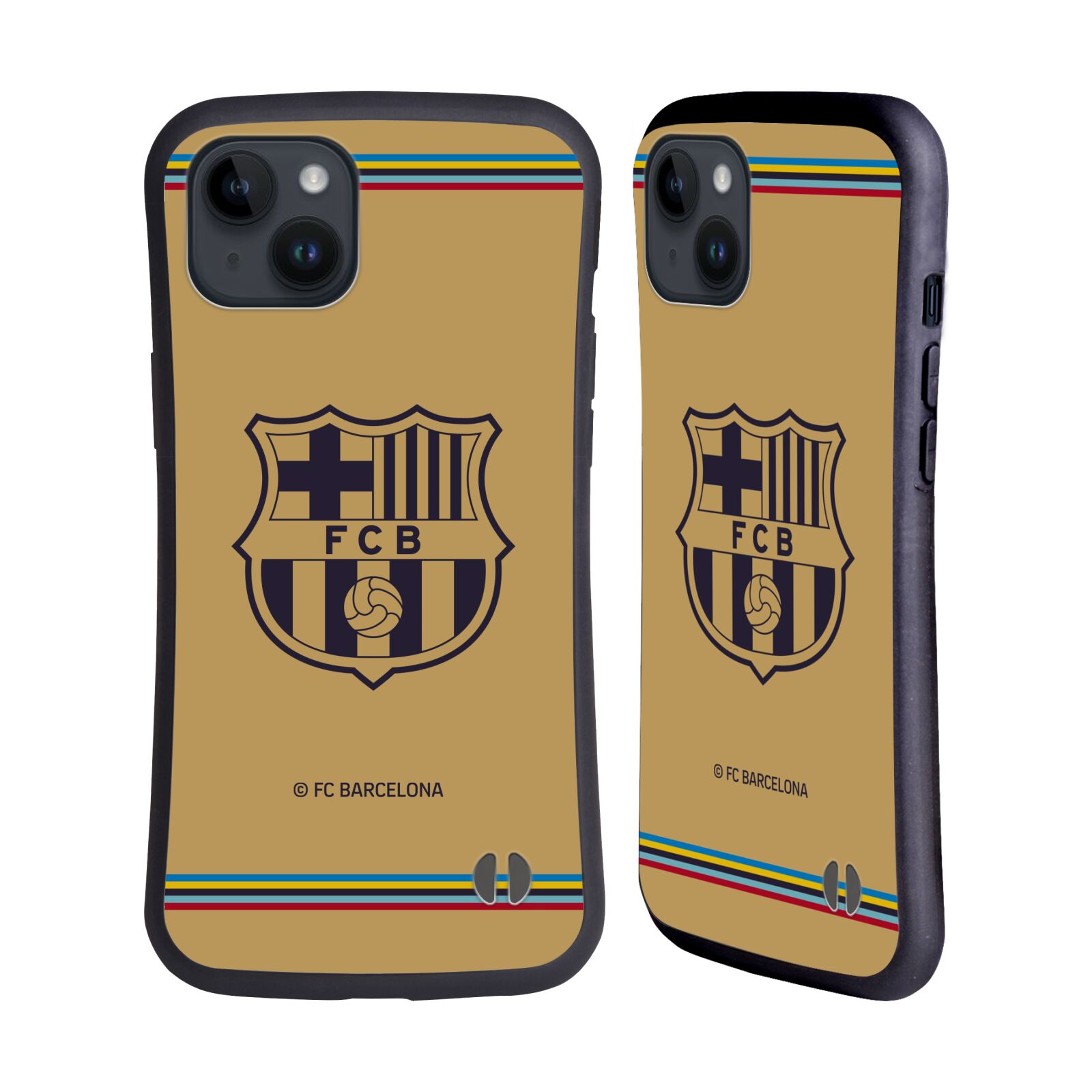 Odolný zadní obal pro mobil Apple iPhone 15 PLUS - HEAD CASE - FC Barcelona - Hnědý dres