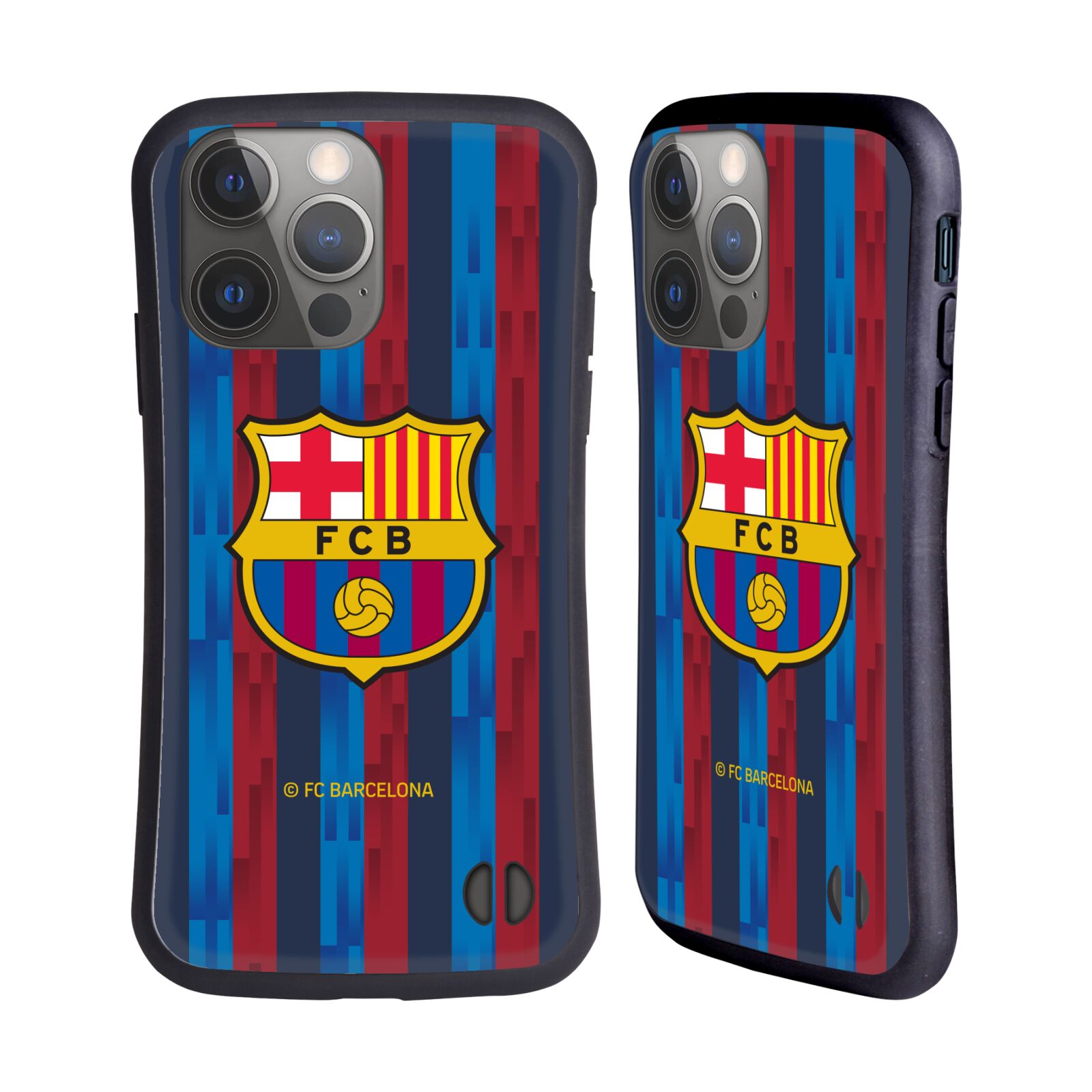 Odolný zadní obal pro mobil Apple iPhone 14 PRO - HEAD CASE - FC Barcelona - Domací dres běžící pruhy