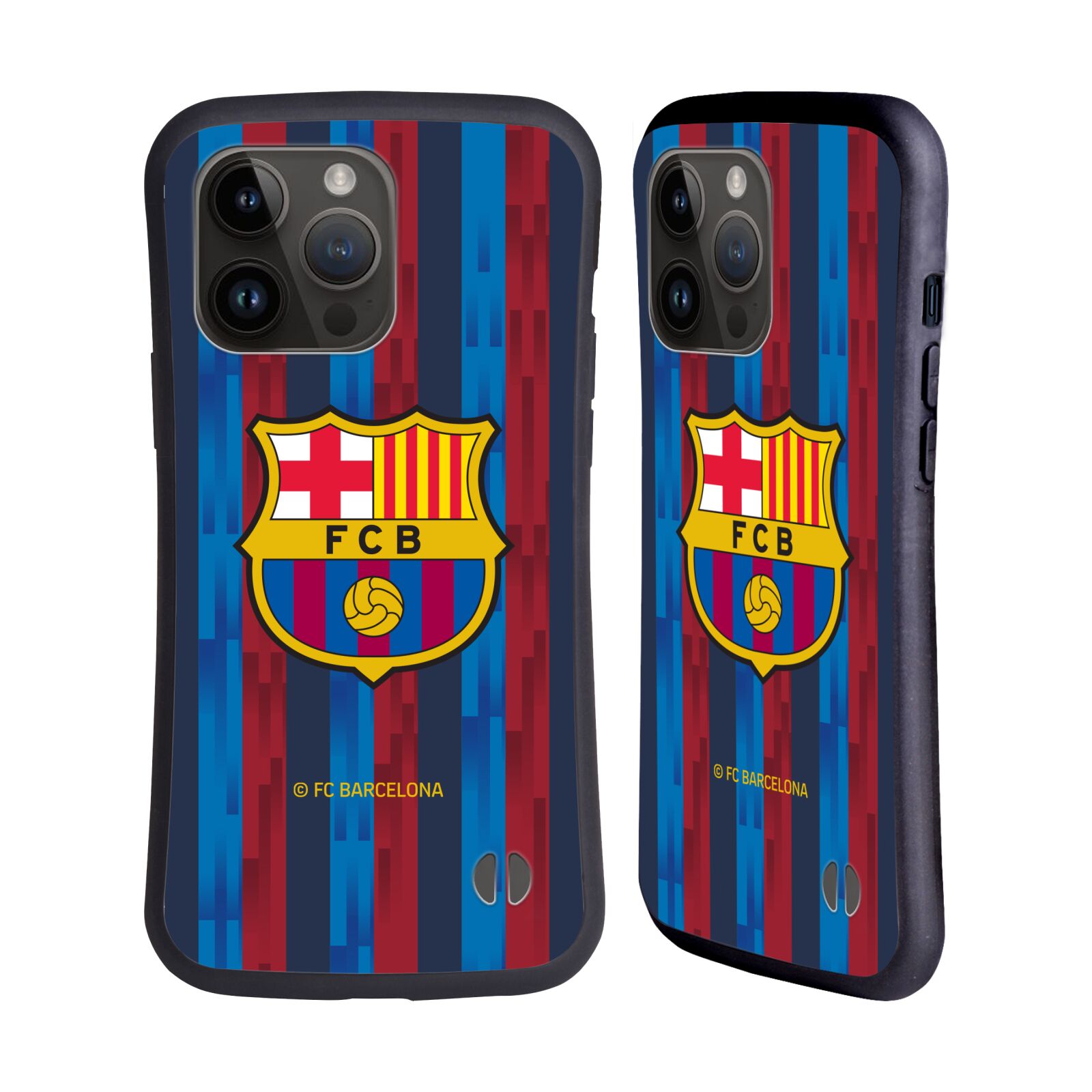 Odolný zadní obal pro mobil Apple iPhone 15 PRO MAX - HEAD CASE - FC Barcelona - Domací dres běžící pruhy