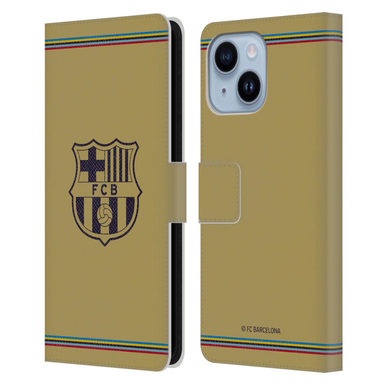 Pouzdro na mobil Apple Iphone 14 PLUS - HEAD CASE - FC Barcelona - 22/23 Venkovní dres béžová