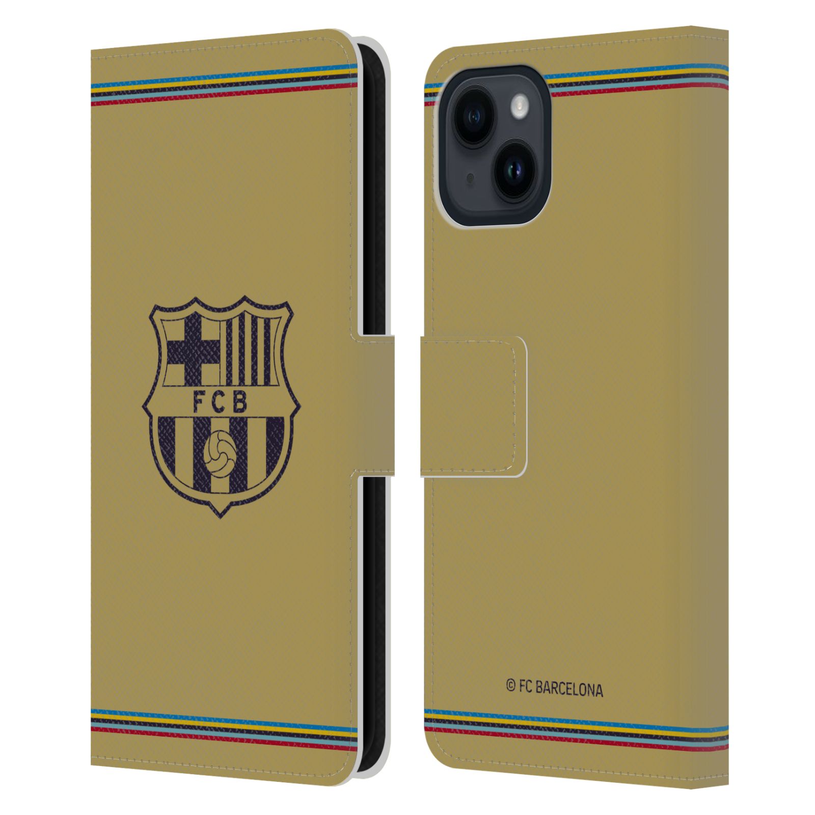 Pouzdro na mobil Apple Iphone 15 - HEAD CASE - FC Barcelona - 22/23 Venkovní dres béžová