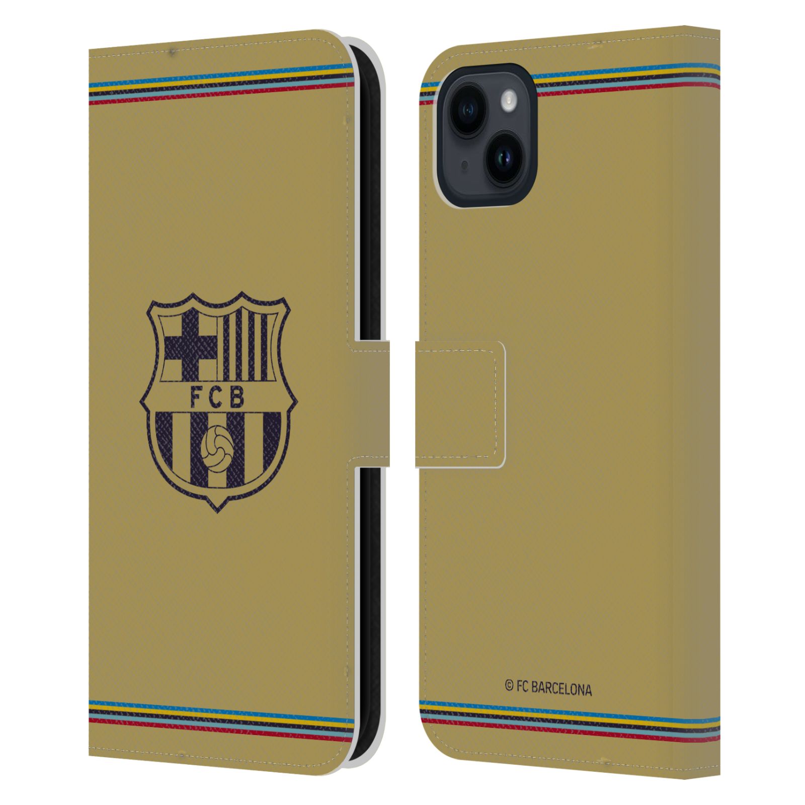 Pouzdro na mobil Apple Iphone 15 PLUS - HEAD CASE - FC Barcelona - 22/23 Venkovní dres béžová