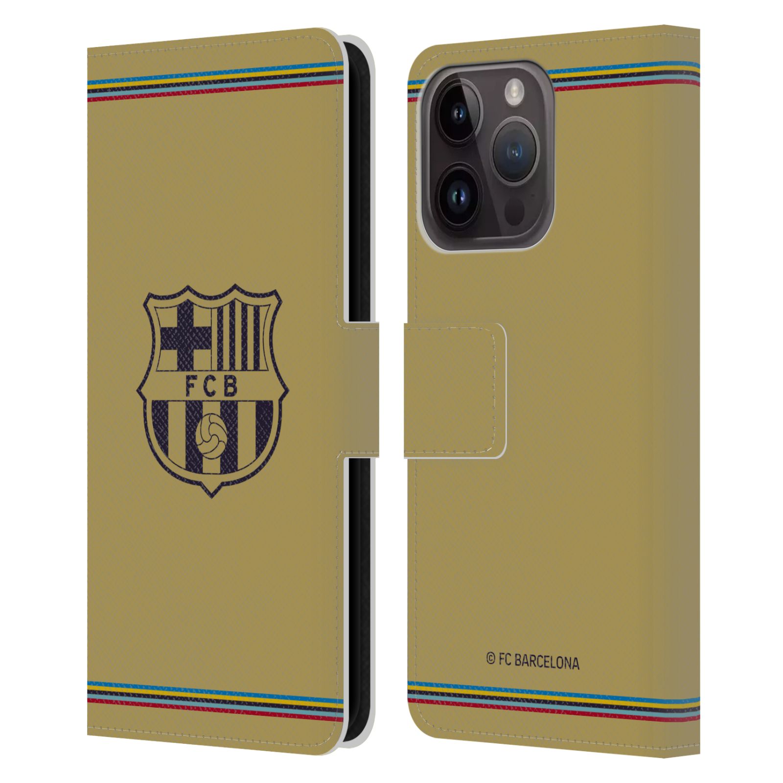 Pouzdro na mobil Apple Iphone 15 PRO - HEAD CASE - FC Barcelona - 22/23 Venkovní dres béžová
