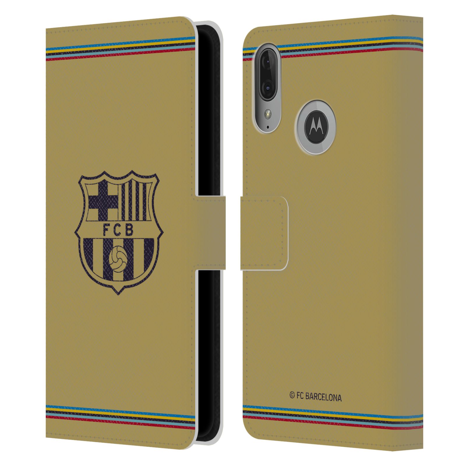 Pouzdro na mobil Motorola Moto E6 PLUS  - HEAD CASE - FC Barcelona - 22/23 Venkovní dres béžová