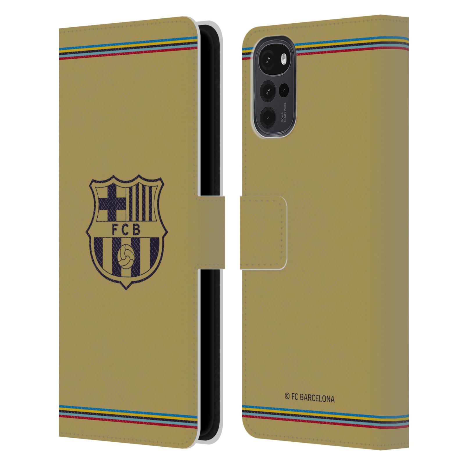 Pouzdro na mobil Motorola Moto G22 - HEAD CASE - FC Barcelona - 22/23 Venkovní dres béžová