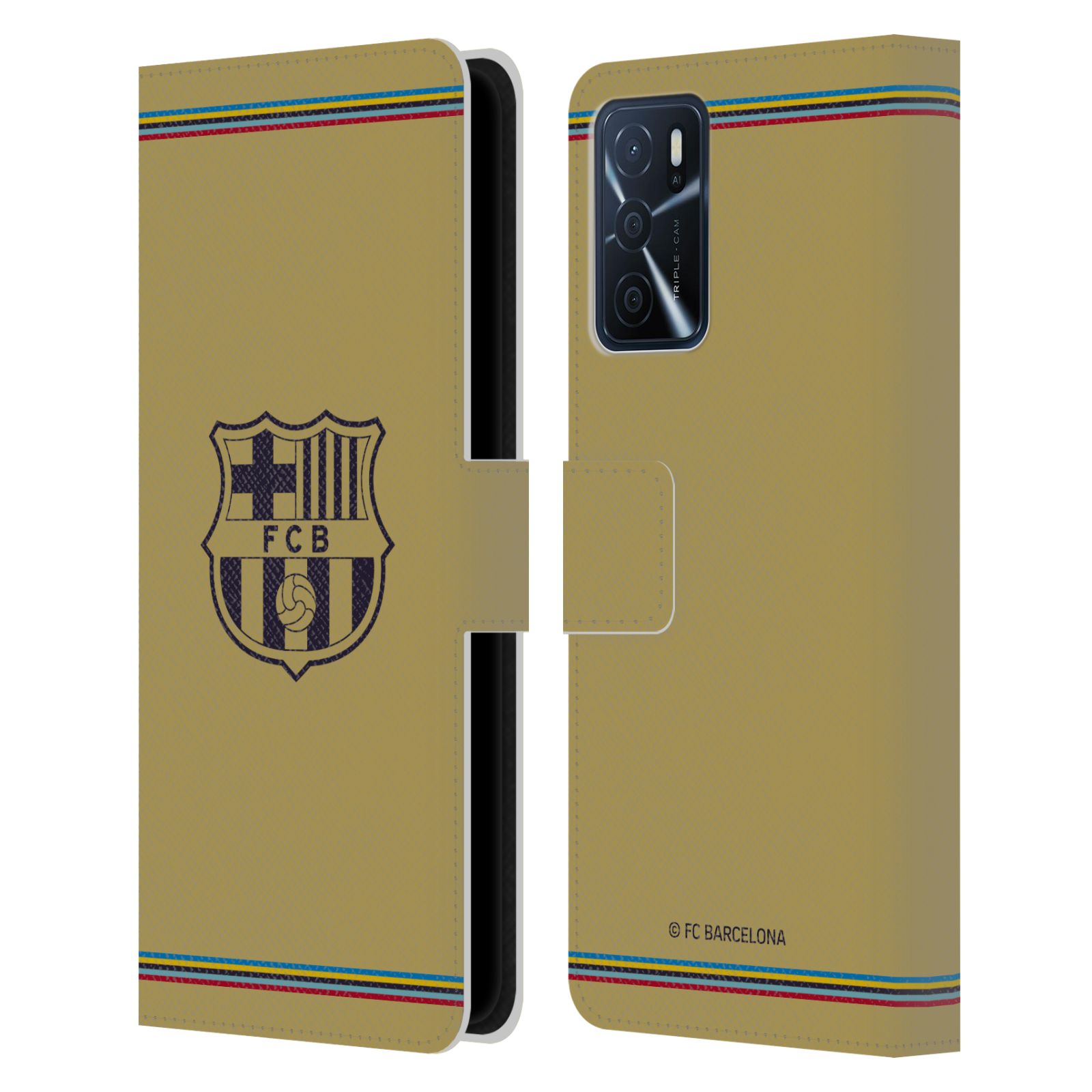 Pouzdro na mobil Oppo A16s - HEAD CASE - FC Barcelona - 22/23 Venkovní dres béžová