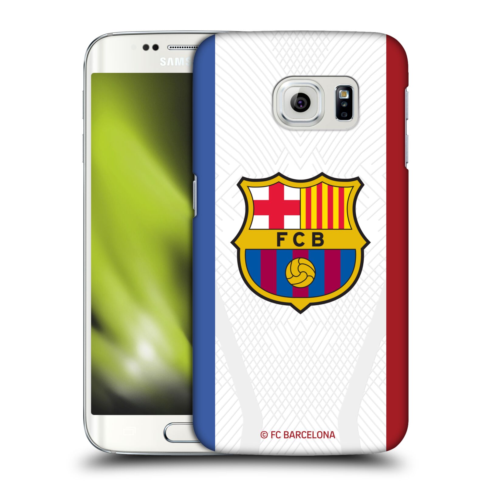 Obal na mobil Samsung Galaxy S6 EDGE - HEAD CASE - FC BARCELONA - Venkovní dres bílá velký znak