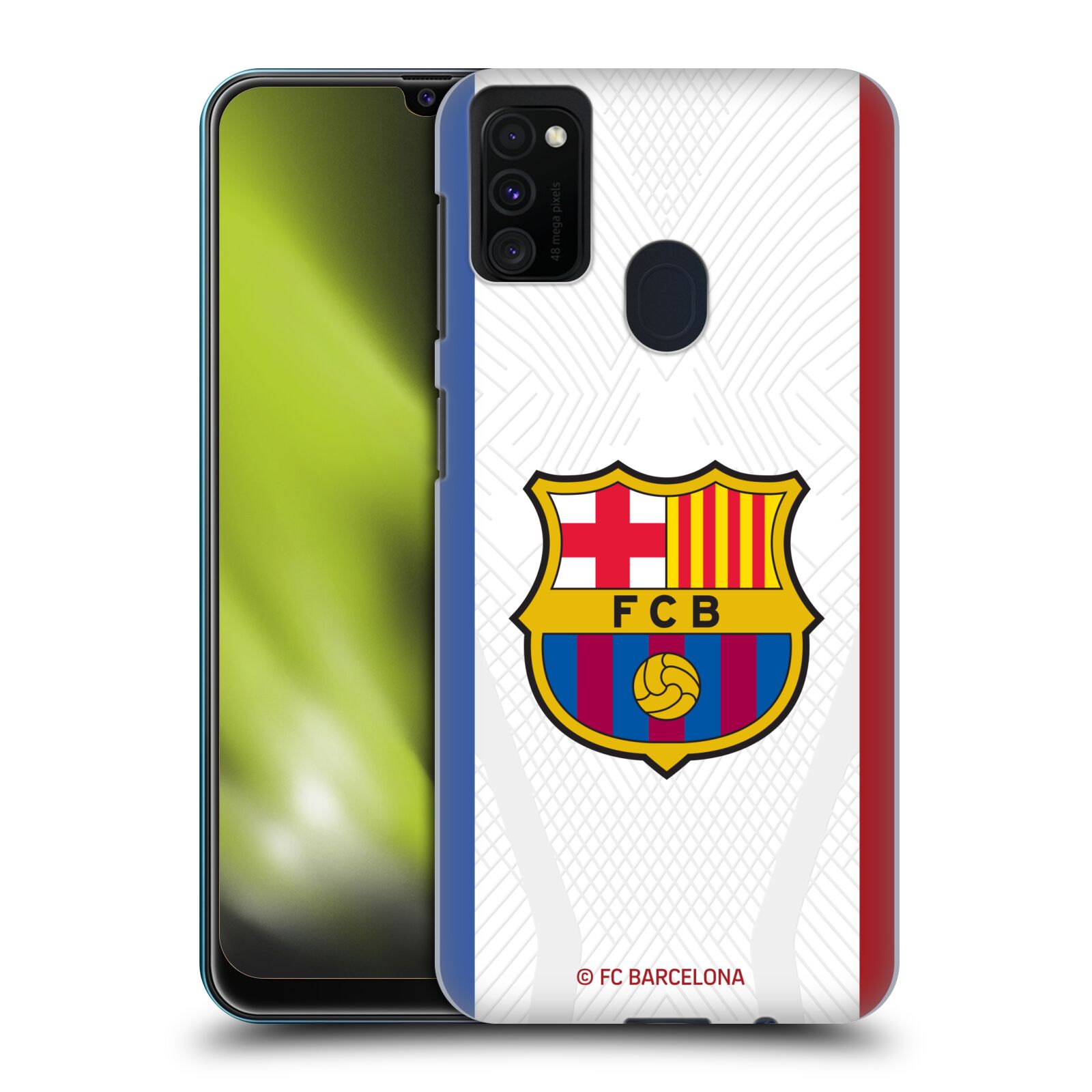 Obal na mobil Samsung Galaxy M21 - HEAD CASE - FC BARCELONA - Venkovní dres bílá velký znak