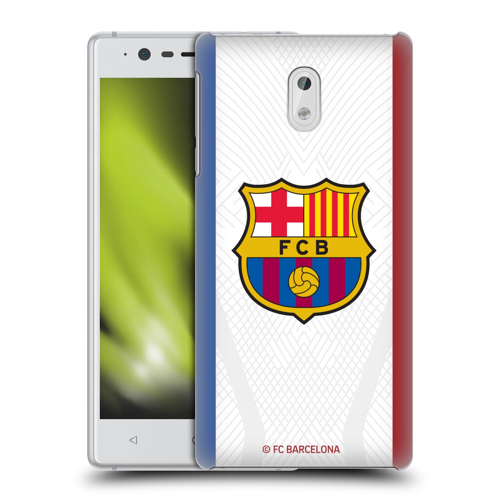 Obal na mobil Nokia 3 - HEAD CASE - FC BARCELONA - Venkovní dres bílá velký znak