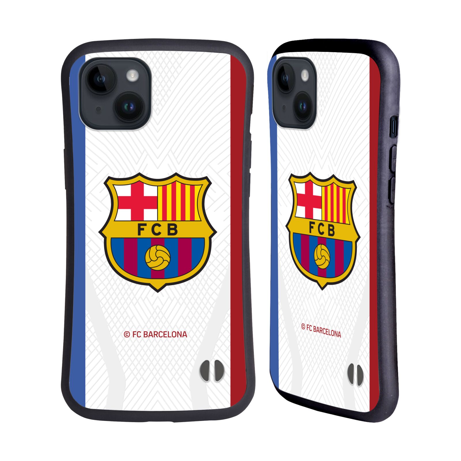 Odolný zadní obal pro mobil Apple iPhone 15 PLUS - HEAD CASE - FC Barcelona - Bílý dres 23/24