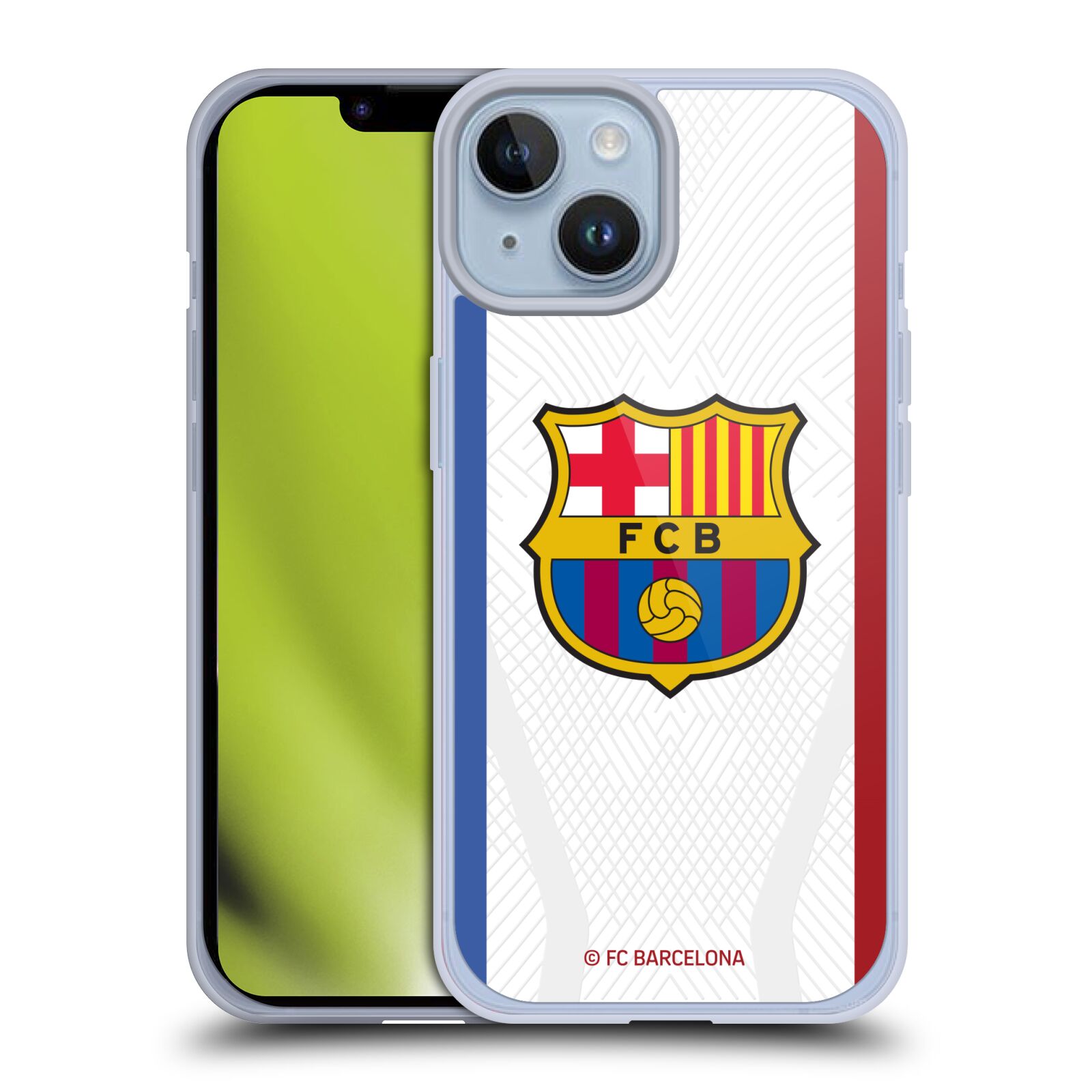 Obal na mobil Apple Iphone 14 - HEAD CASE - FC BARCELONA - Venkovní dres bílá velký znak
