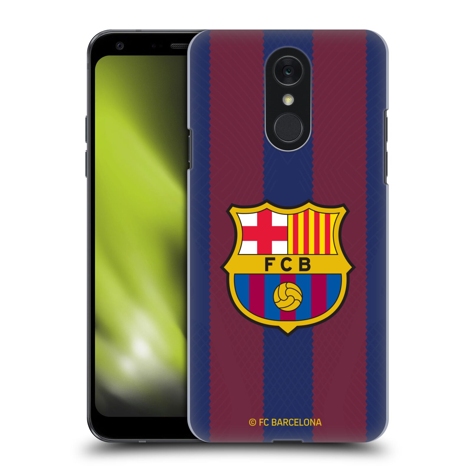 Obal na mobil LG Q7 - HEAD CASE - FC BARCELONA - Domácí dres pruhy a logo