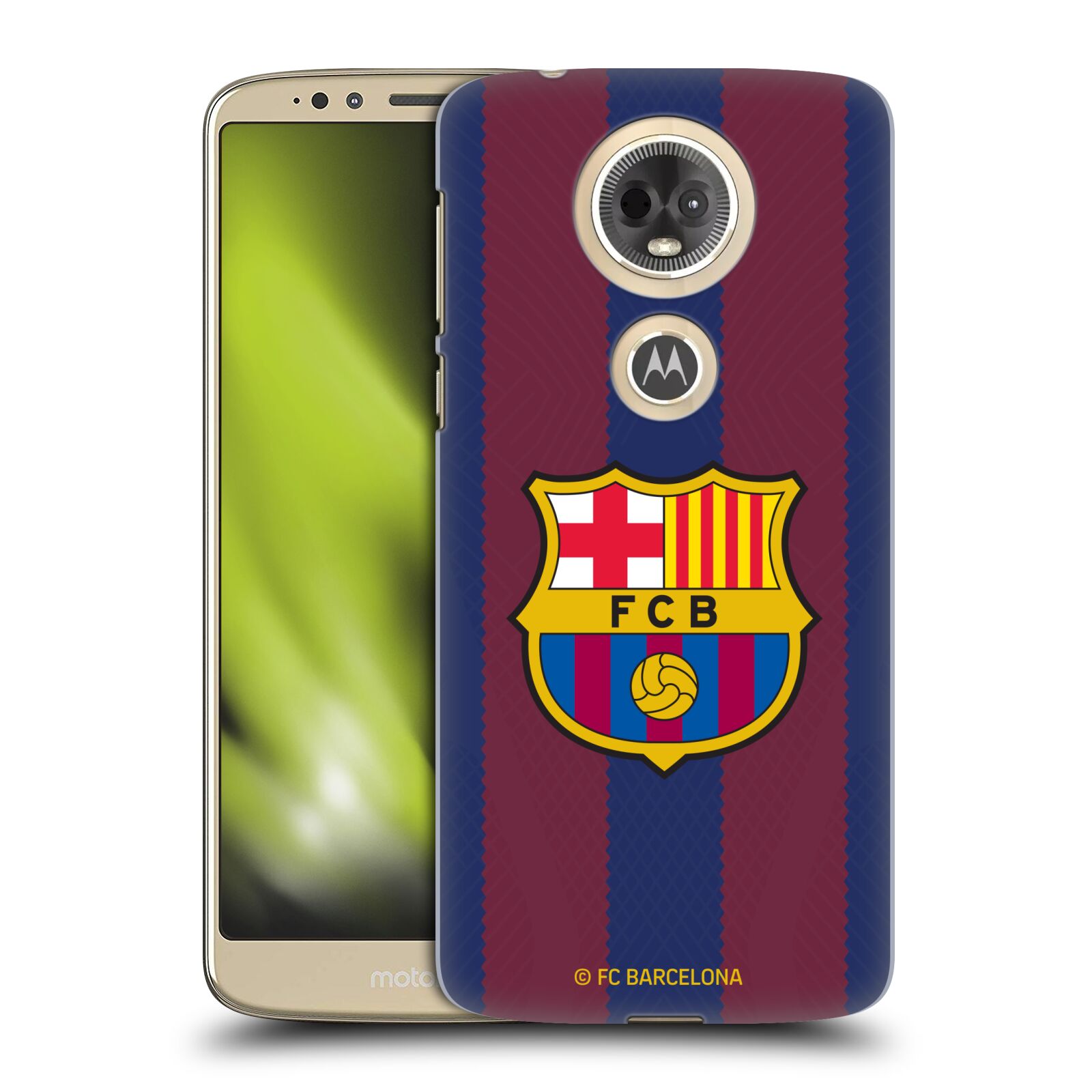 Obal na mobil Motorola Moto E5 PLUS - HEAD CASE - FC BARCELONA - Domácí dres pruhy a logo