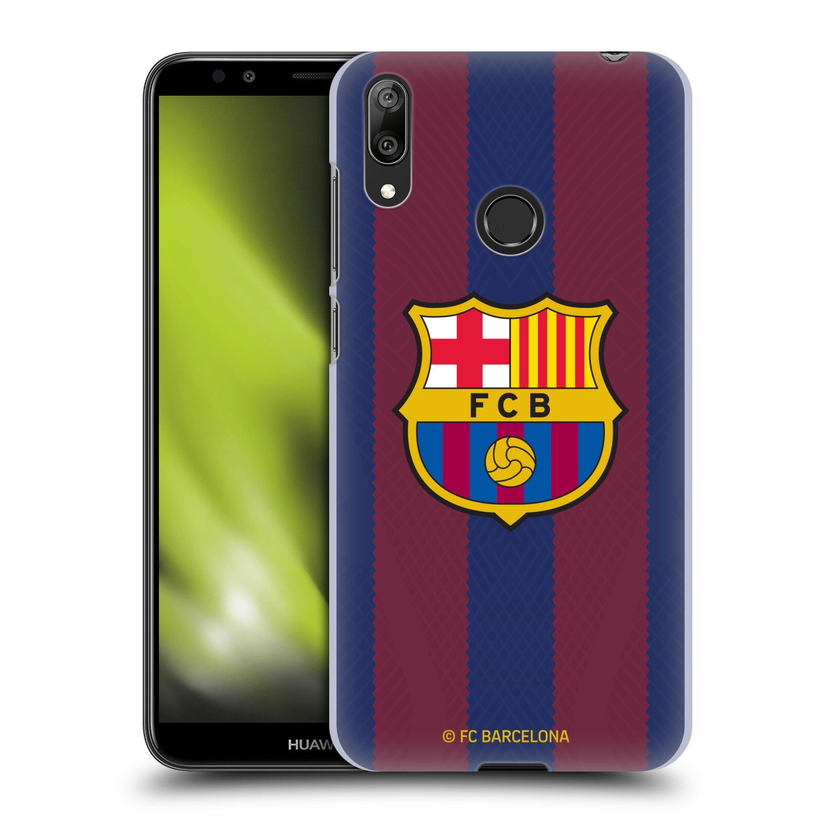Obal na mobil Huawei Y7 2019 - HEAD CASE - FC BARCELONA - Domácí dres pruhy a logo