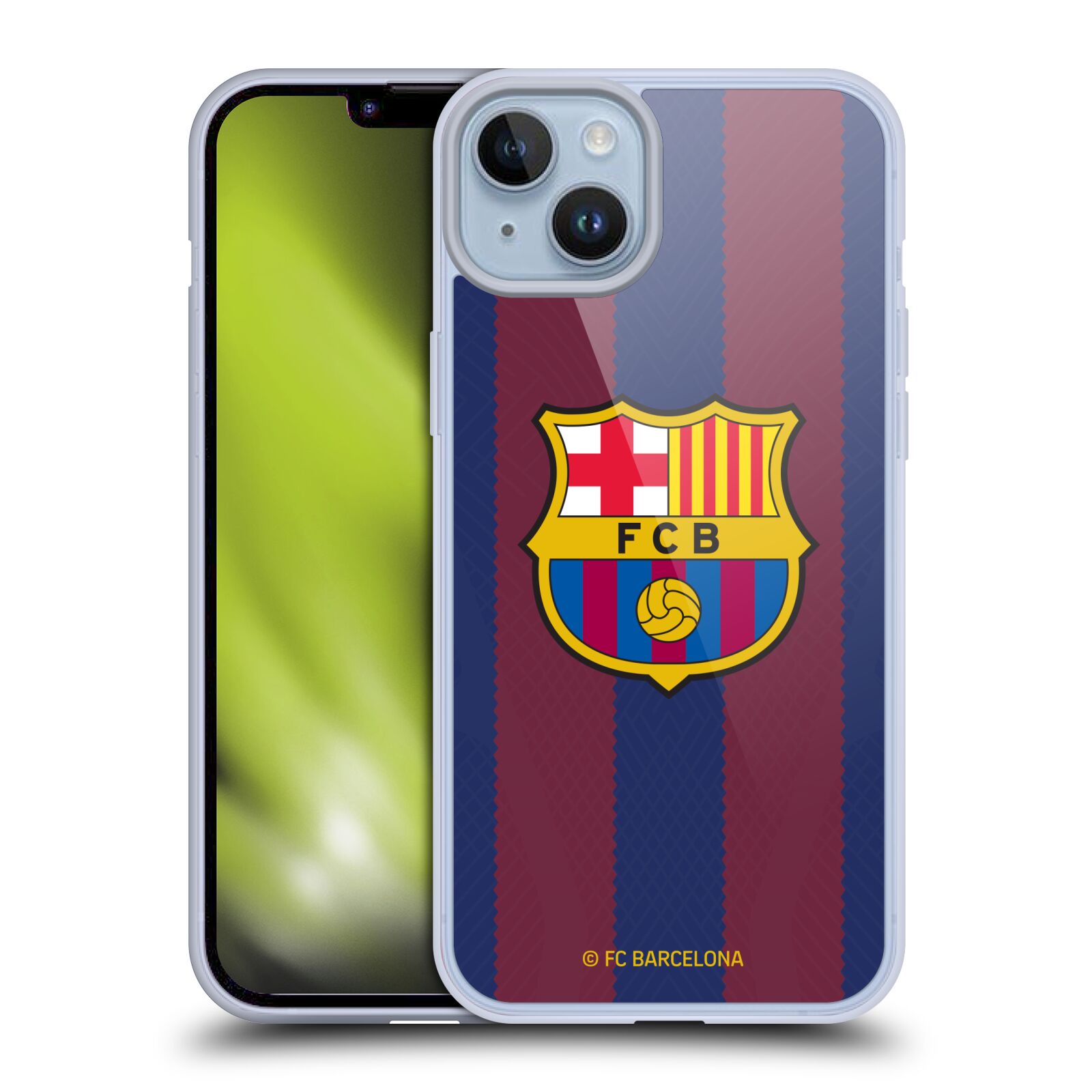 Obal na mobil Apple Iphone 14 PLUS - HEAD CASE - FC BARCELONA - Domácí dres pruhy a logo