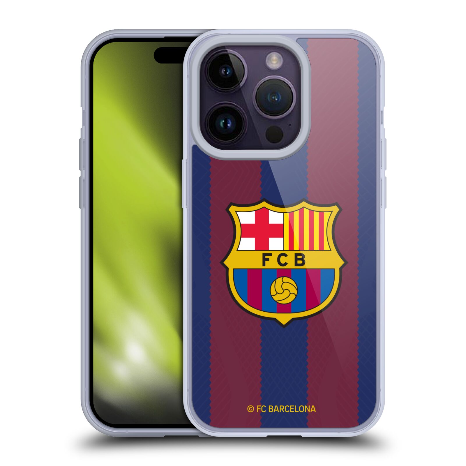 Obal na mobil Apple Iphone 14 PRO - HEAD CASE - FC BARCELONA - Domácí dres pruhy a logo