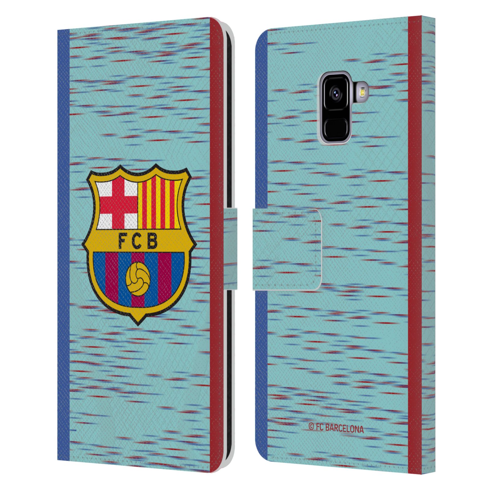 Pouzdro na mobil Samsung Galaxy A8+ 2018 - HEAD CASE - FC Barcelona - Dres světle modrá logo 23/24