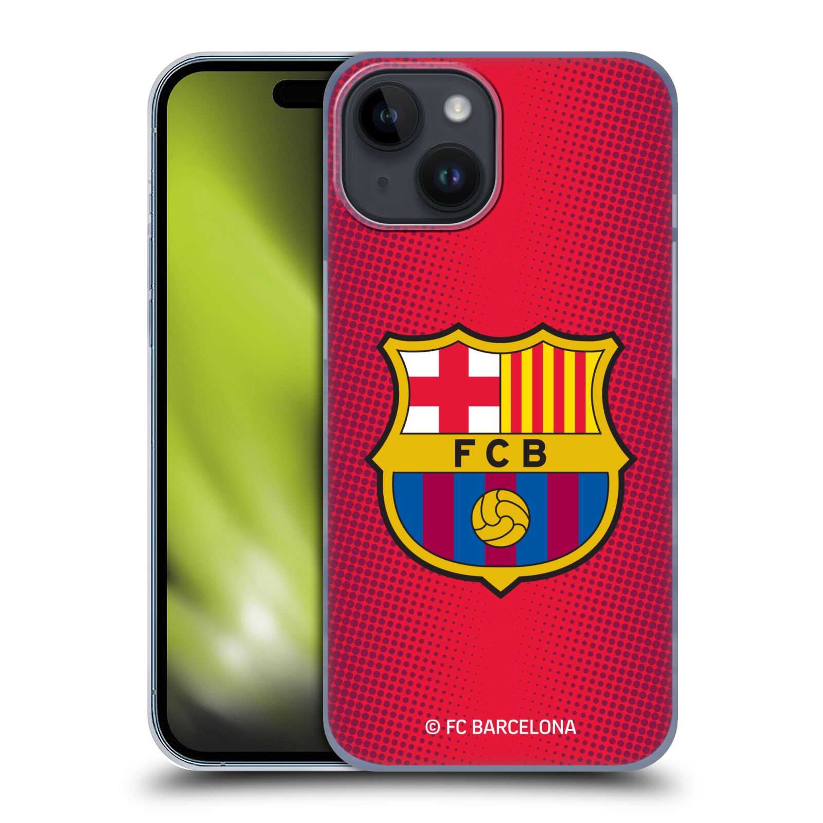 Obal na mobil Apple Iphone 15 - HEAD CASE - FC BARCELONA - Velký znak červená a modrá