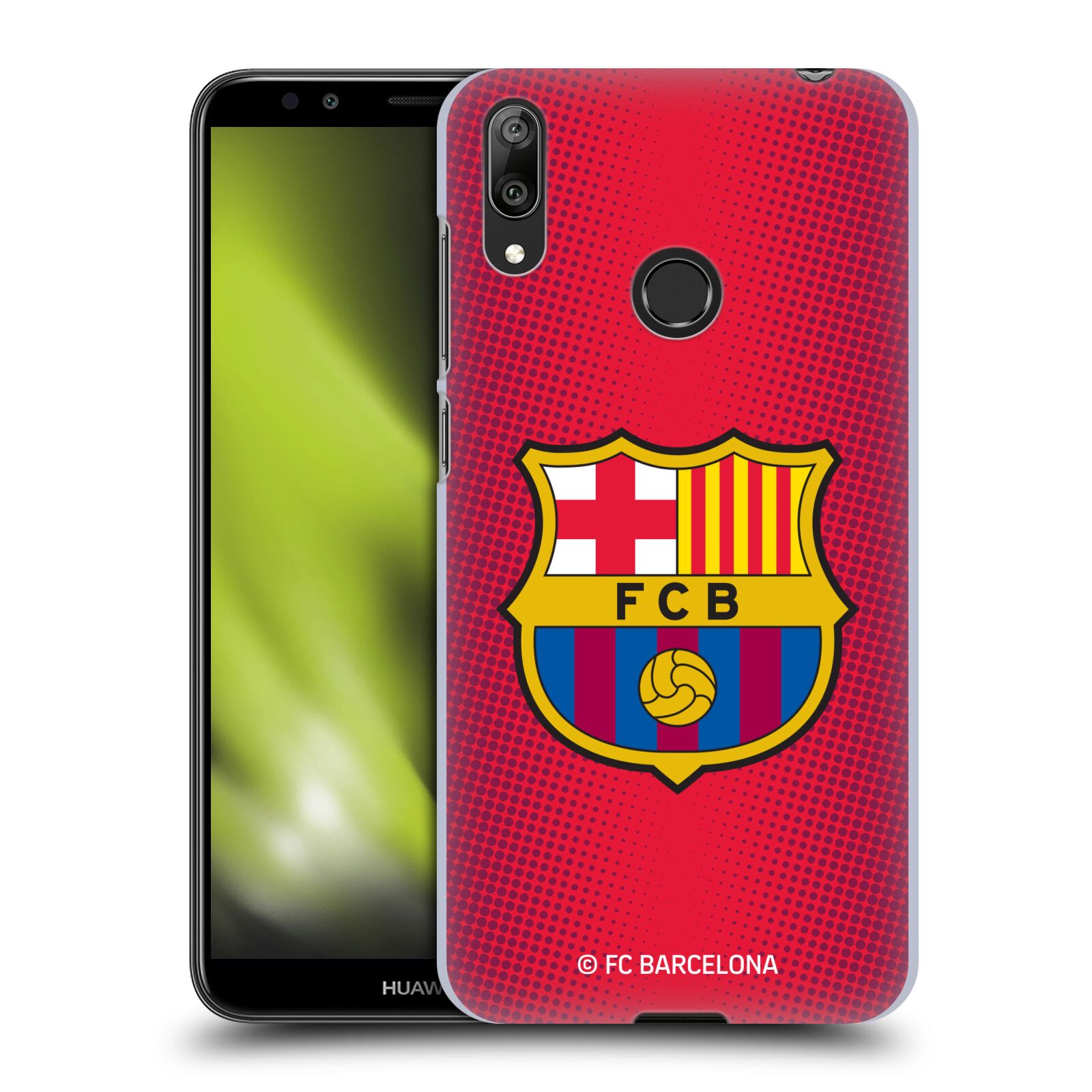Obal na mobil Huawei Y7 2019 - HEAD CASE - FC BARCELONA - Velký znak červená a modrá