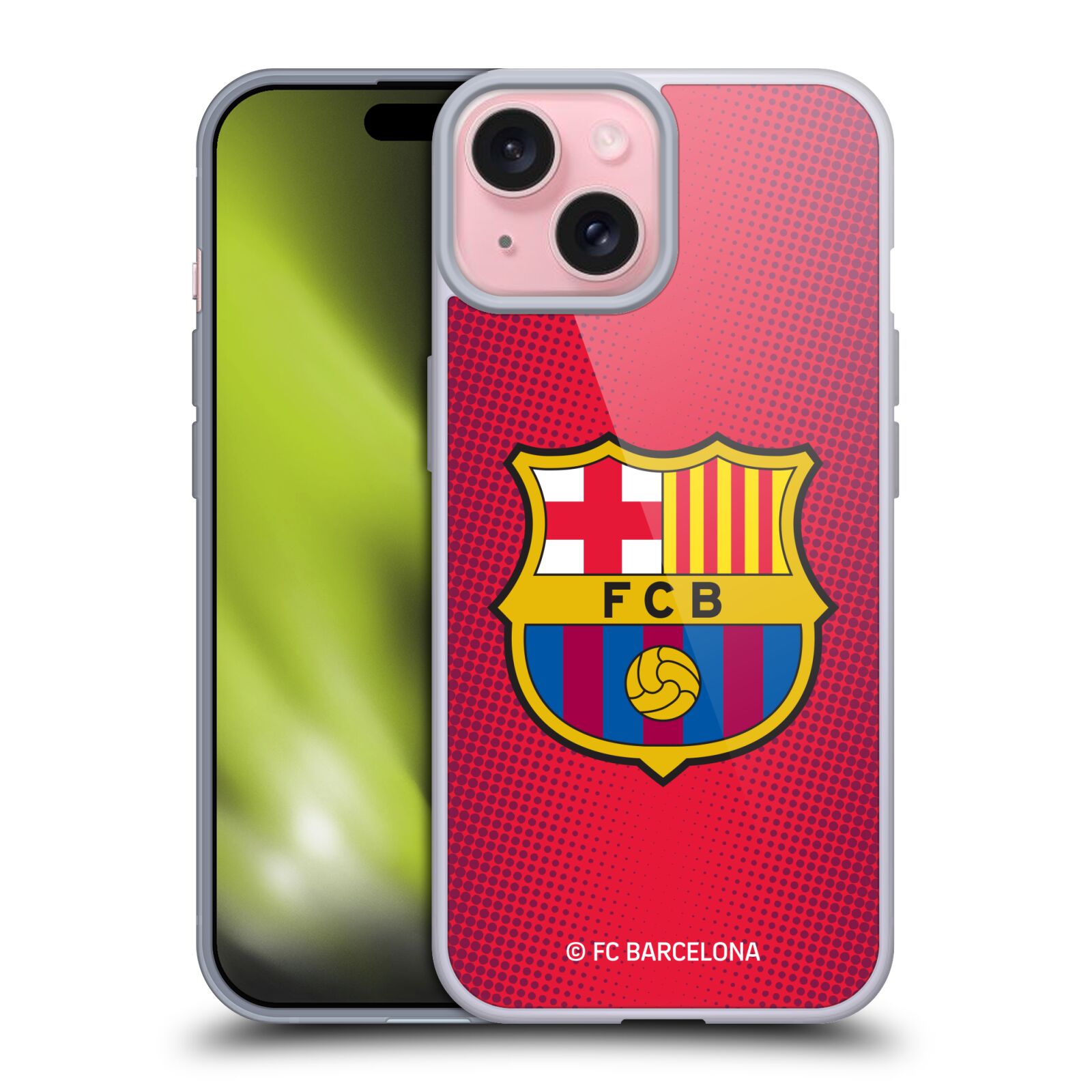 Obal na mobil Apple Iphone 15 - HEAD CASE - FC BARCELONA - Velký znak červená a modrá