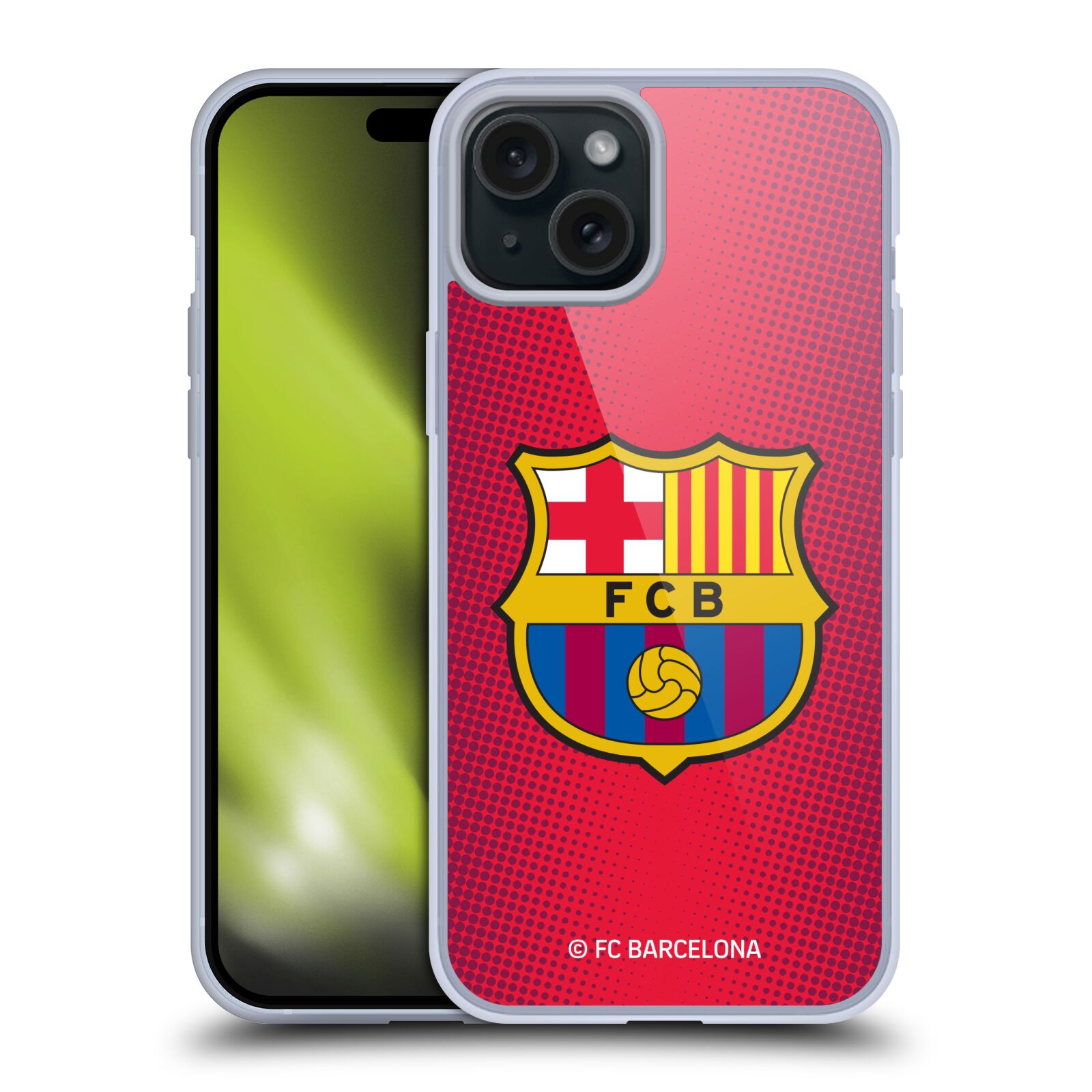 Obal na mobil Apple Iphone 15 PLUS - HEAD CASE - FC BARCELONA - Velký znak červená a modrá