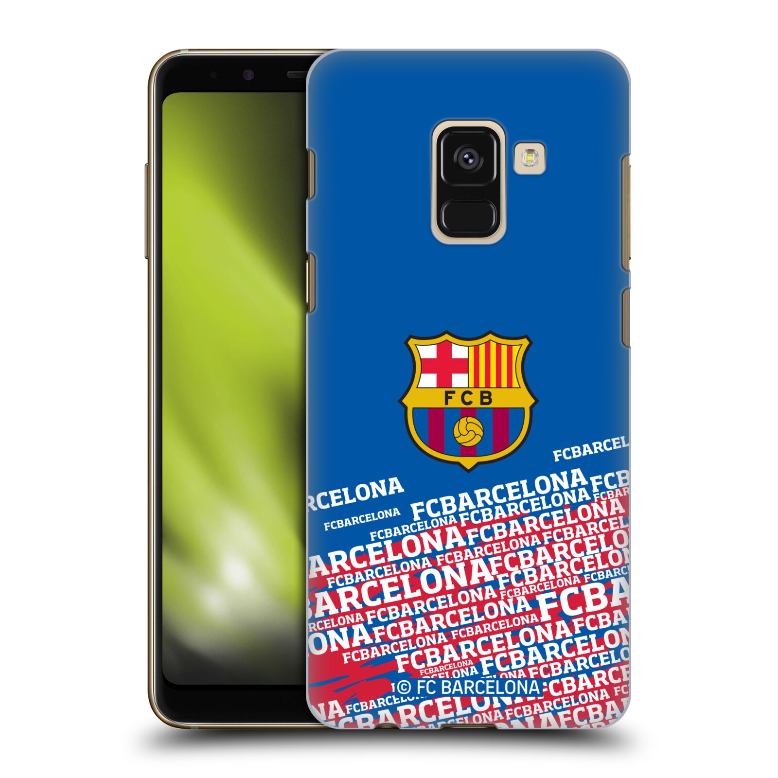 Obal na mobil Samsung Galaxy A8+ 2018, A8 PLUS 2018 - HEAD CASE - FC BARCELONA - Velké logo nadpisy