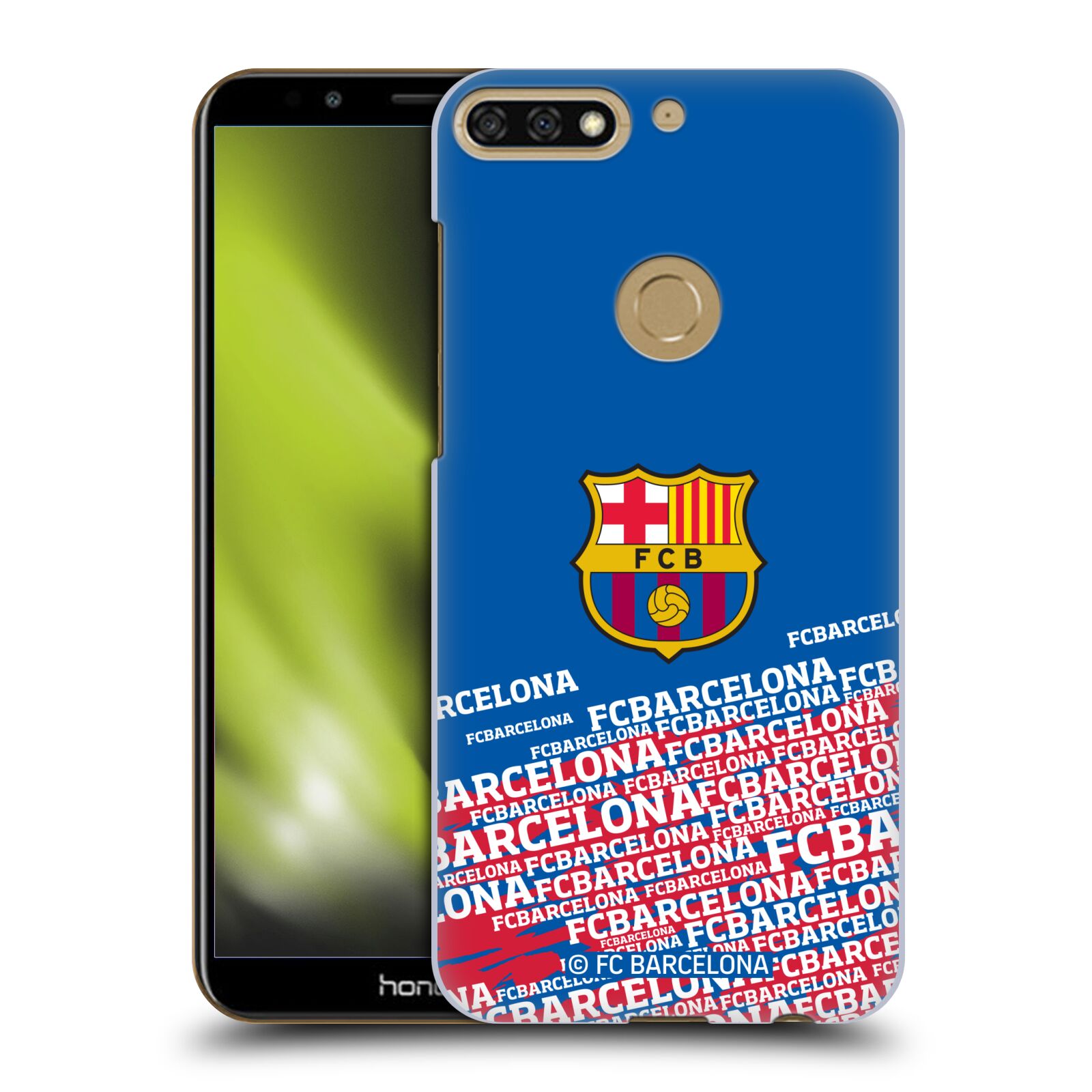 Obal na mobil HONOR 7C - HEAD CASE - FC BARCELONA - Velké logo nadpisy