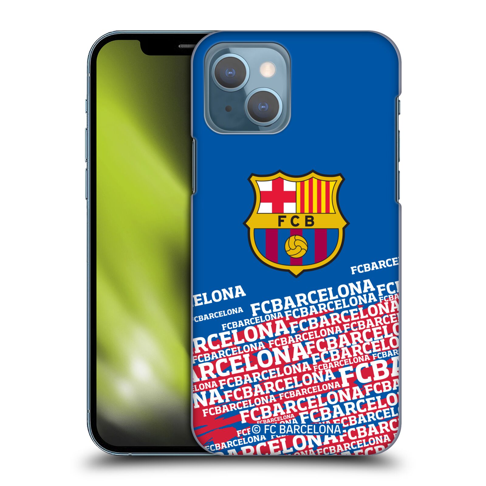 Obal na mobil Apple Iphone 13 - HEAD CASE - FC BARCELONA - Velké logo nadpisy
