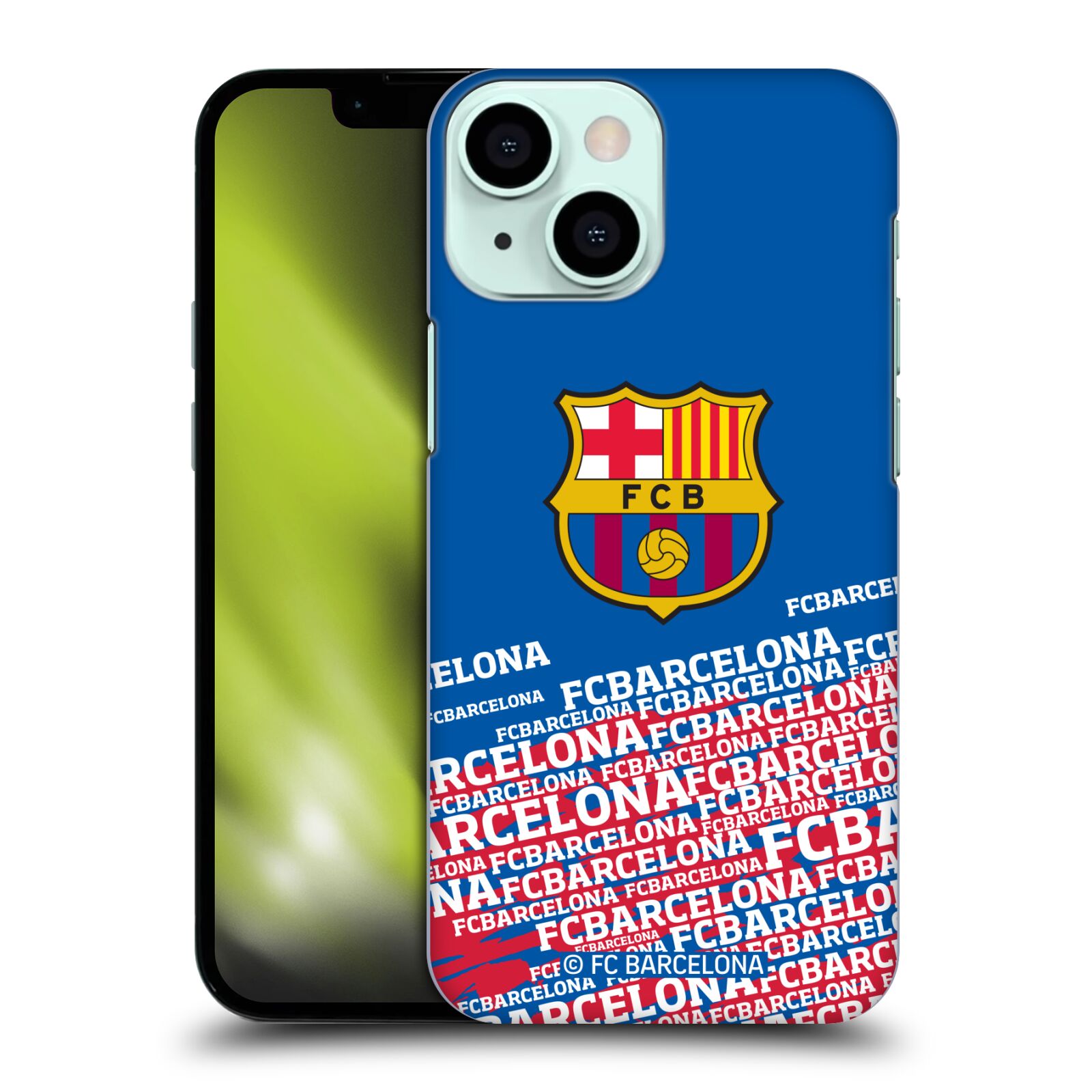 Obal na mobil Apple Iphone 13 MINI - HEAD CASE - FC BARCELONA - Velké logo nadpisy