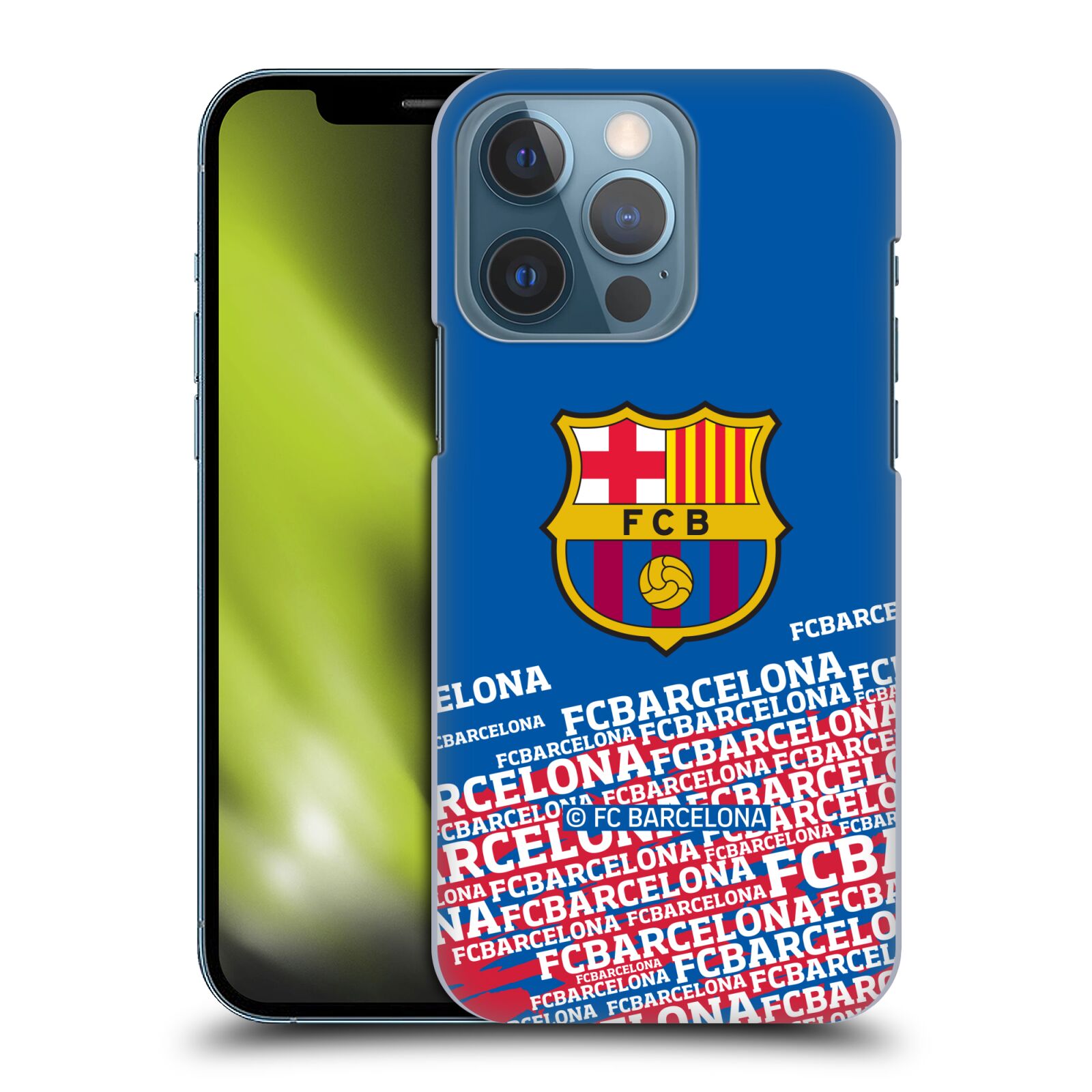 Obal na mobil Apple Iphone 13 PRO - HEAD CASE - FC BARCELONA - Velké logo nadpisy