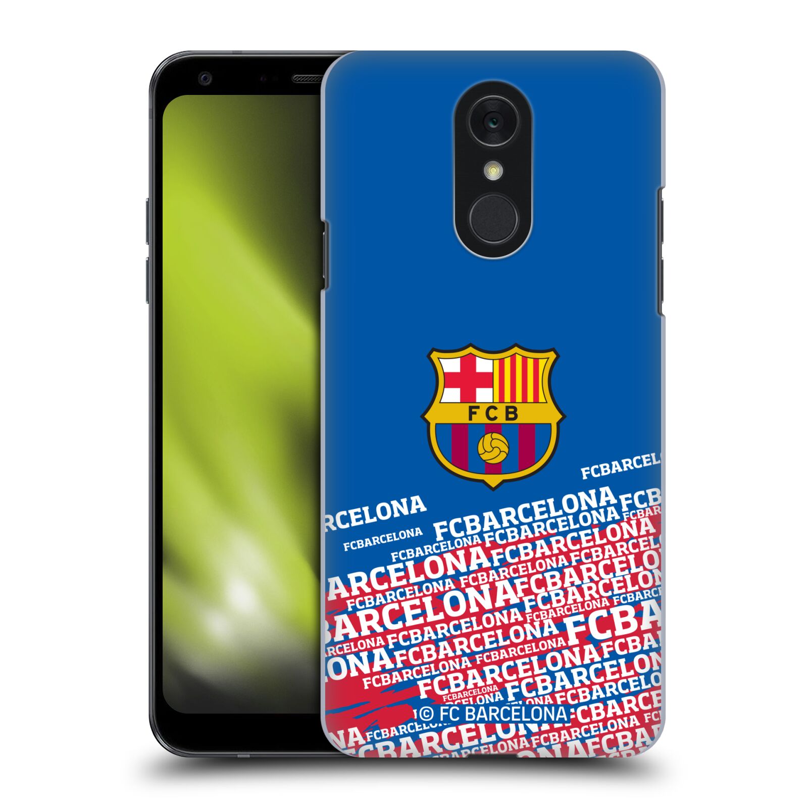 Obal na mobil LG Q7 - HEAD CASE - FC BARCELONA - Velké logo nadpisy