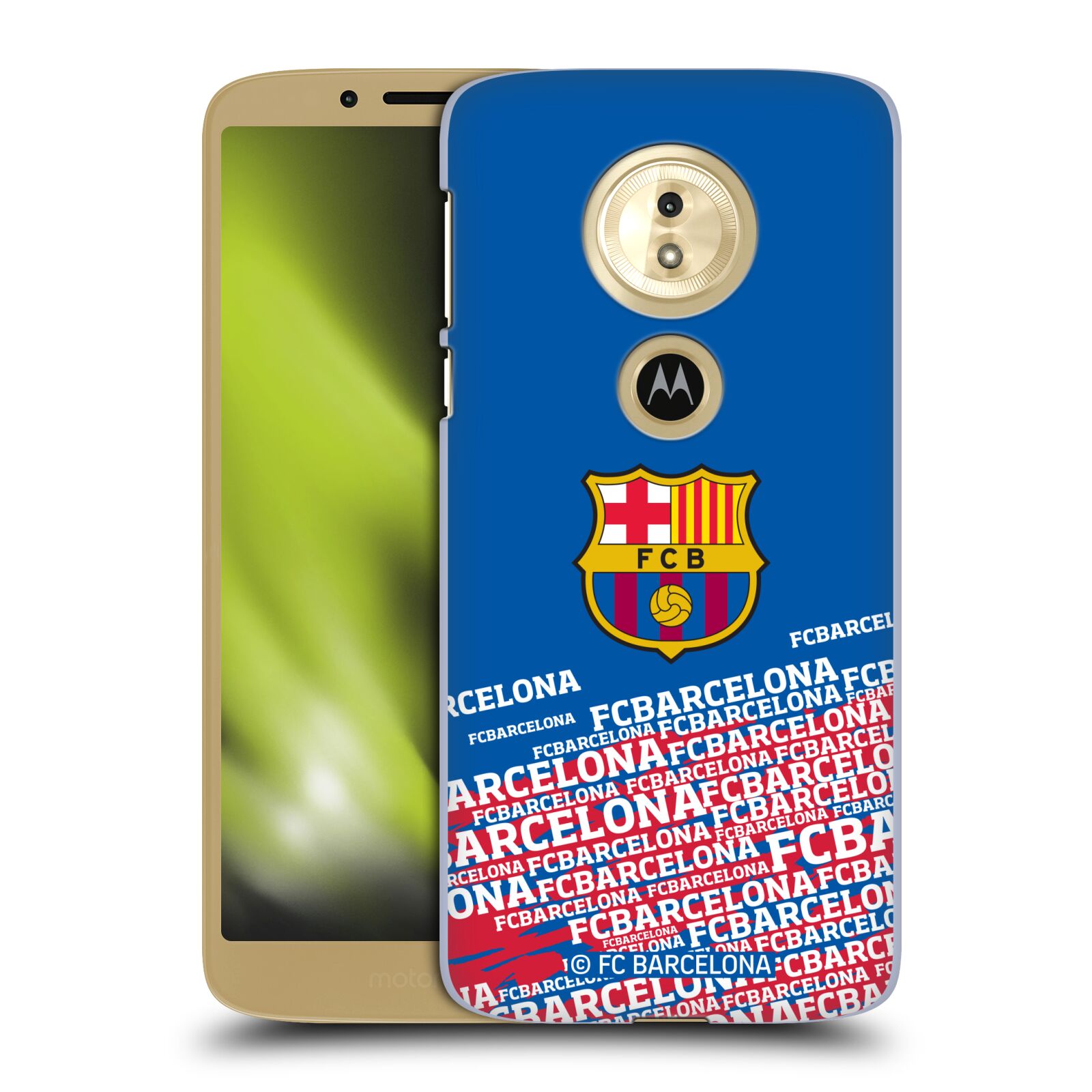Obal na mobil Motorola Moto E5 - HEAD CASE - FC BARCELONA - Velké logo nadpisy