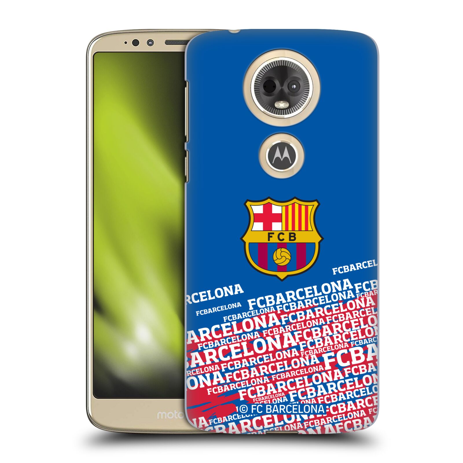 Obal na mobil Motorola Moto E5 PLUS - HEAD CASE - FC BARCELONA - Velké logo nadpisy