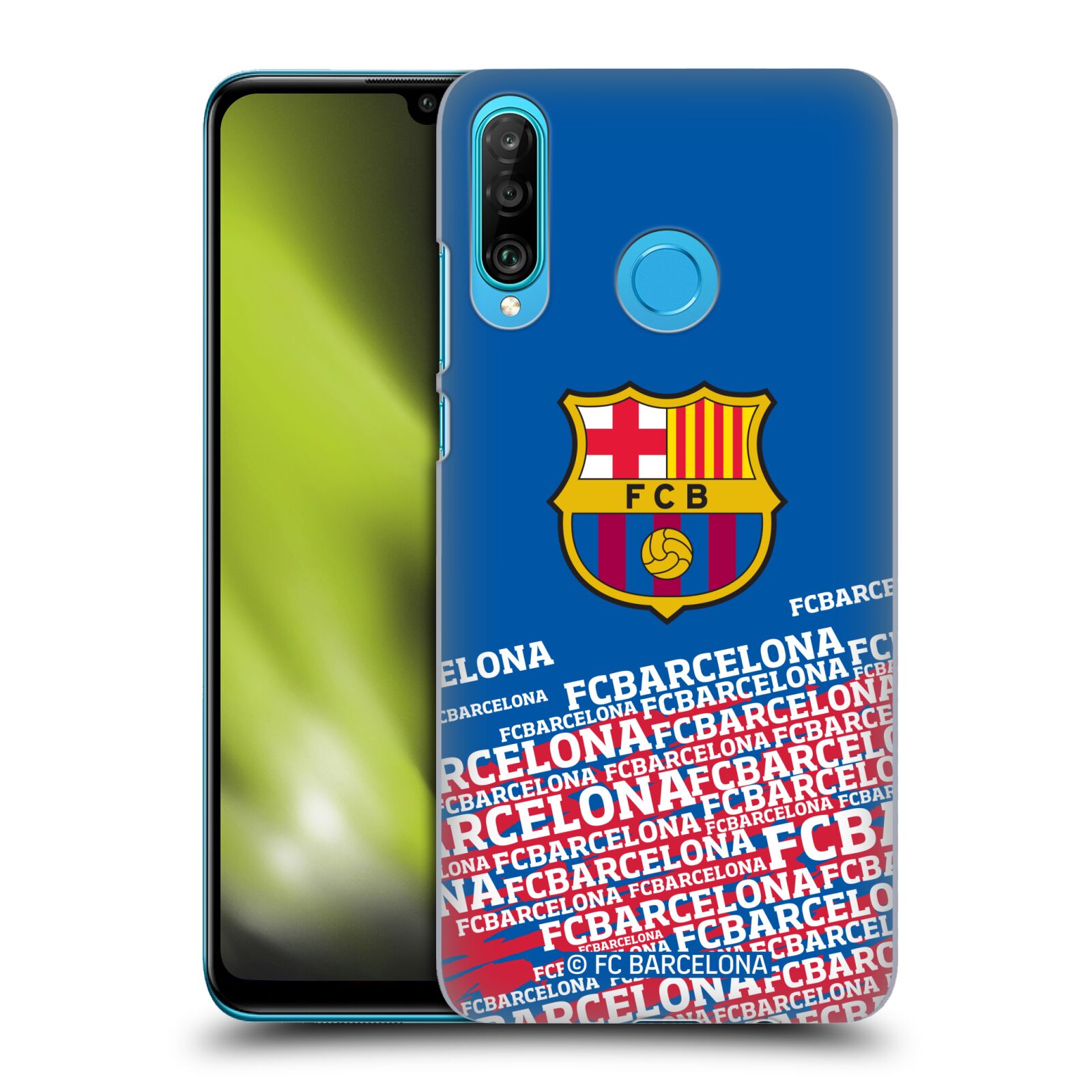 Obal na mobil Huawei P30 LITE - HEAD CASE - FC BARCELONA - Velké logo nadpisy