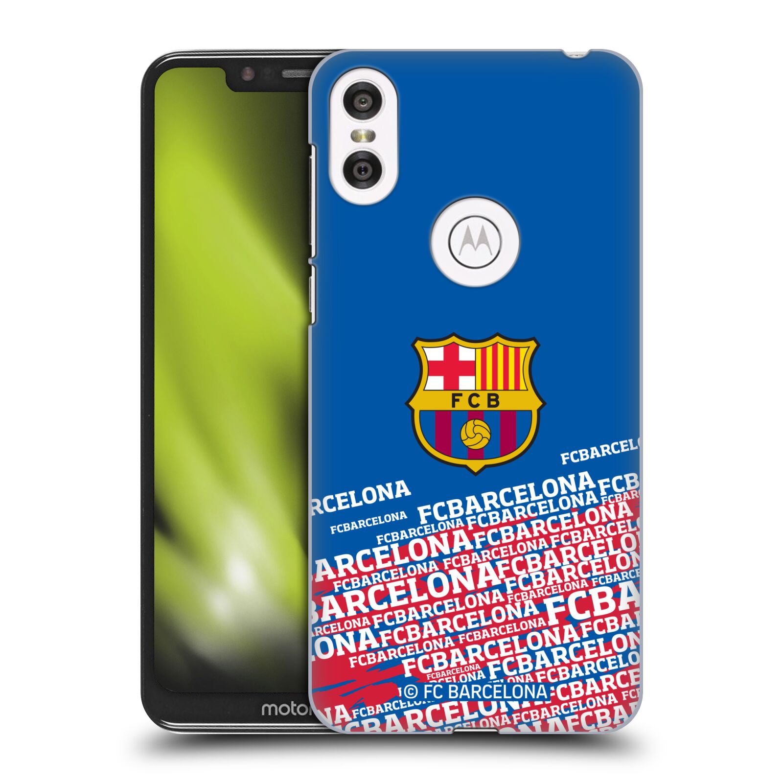 Obal na mobil Motorola Moto ONE - HEAD CASE - FC BARCELONA - Velké logo nadpisy