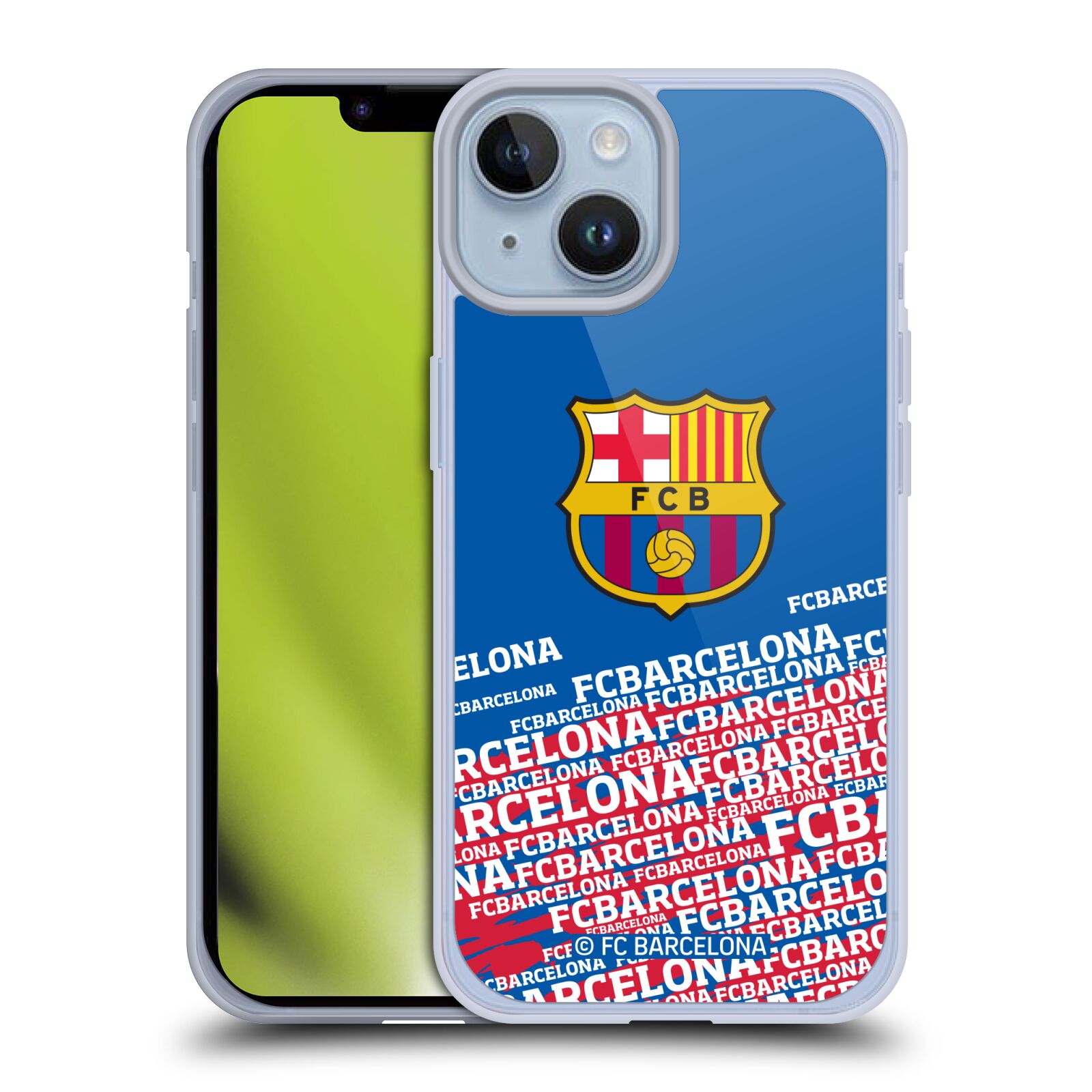 Obal na mobil Apple Iphone 14 - HEAD CASE - FC BARCELONA - Velké logo nadpisy