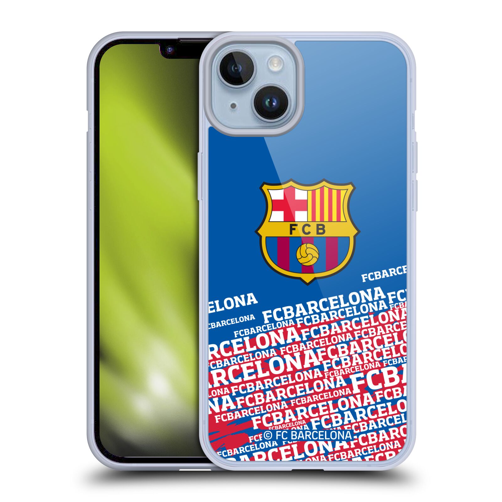 Obal na mobil Apple Iphone 14 PLUS - HEAD CASE - FC BARCELONA - Velké logo nadpisy