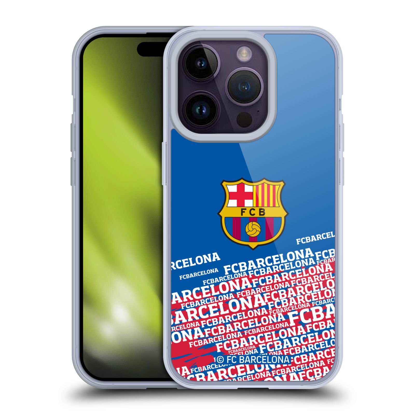 Obal na mobil Apple Iphone 14 PRO - HEAD CASE - FC BARCELONA - Velké logo nadpisy