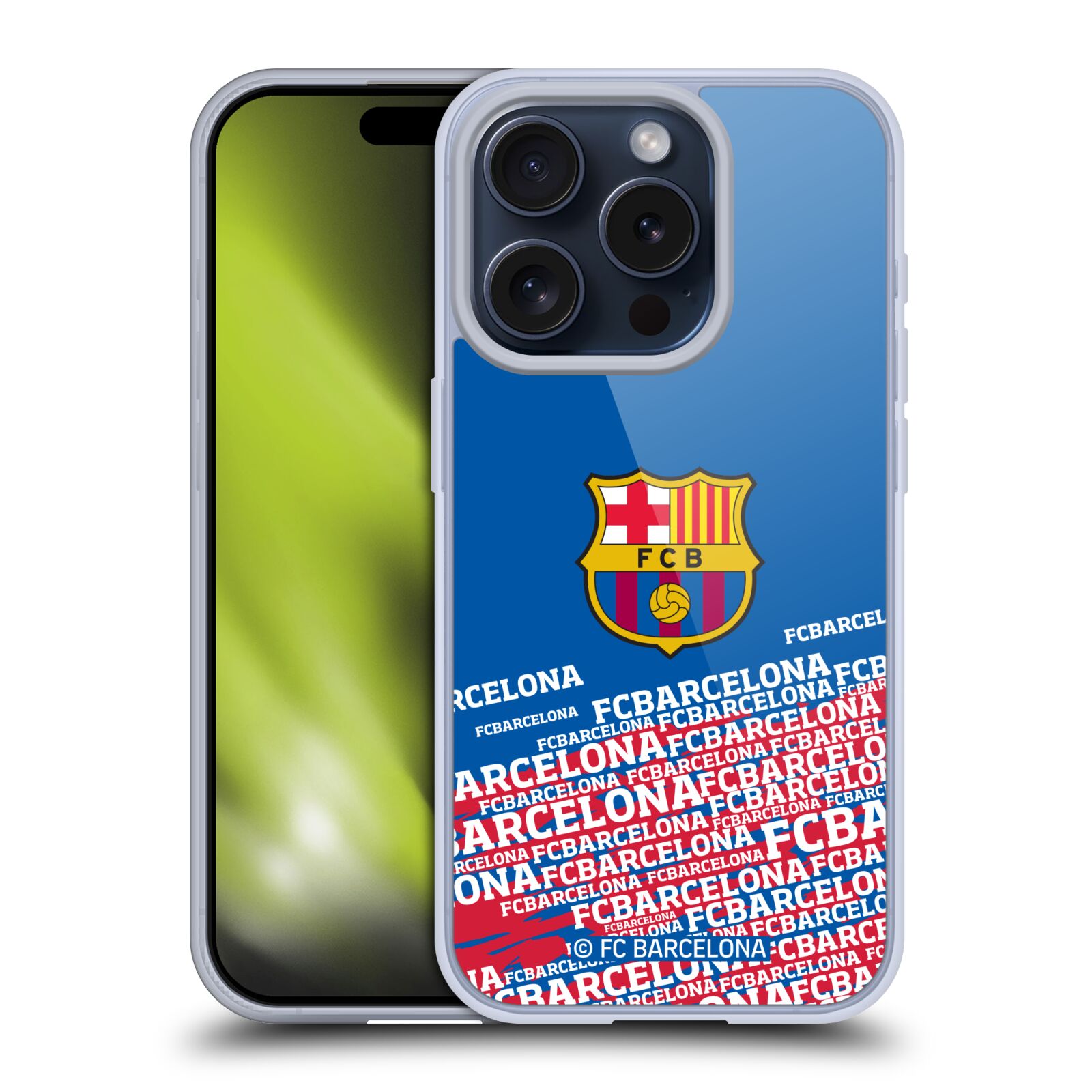 Obal na mobil Apple Iphone 15 PRO - HEAD CASE - FC BARCELONA - Velké logo nadpisy