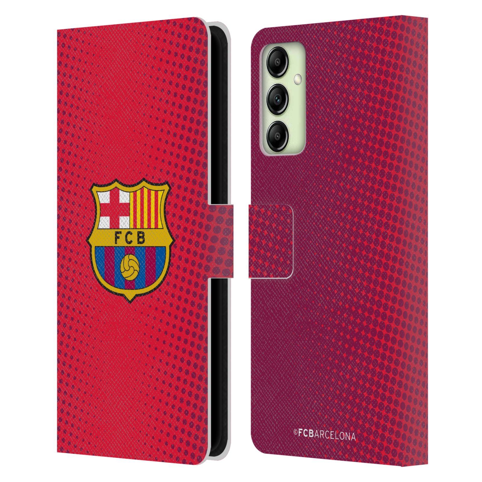 Pouzdro na mobil Samsung Galaxy A14 - HEAD CASE - FC Barcelona - Tečky červená