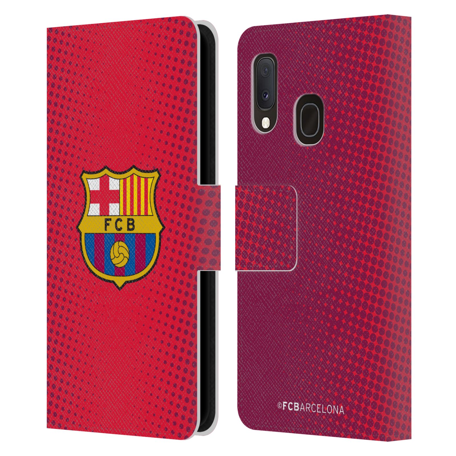 Pouzdro na mobil Samsung Galaxy A20E - HEAD CASE - FC Barcelona - Tečky červená
