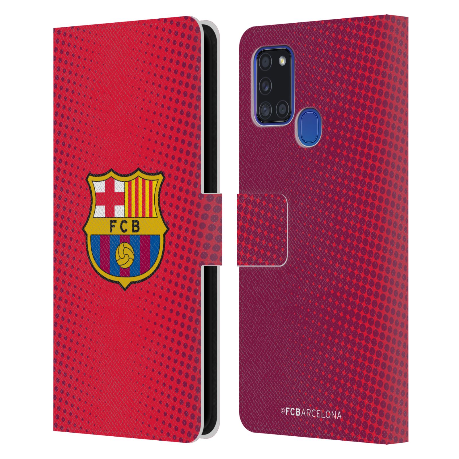 Pouzdro na mobil Samsung Galaxy A21S - HEAD CASE - FC Barcelona - Tečky červená
